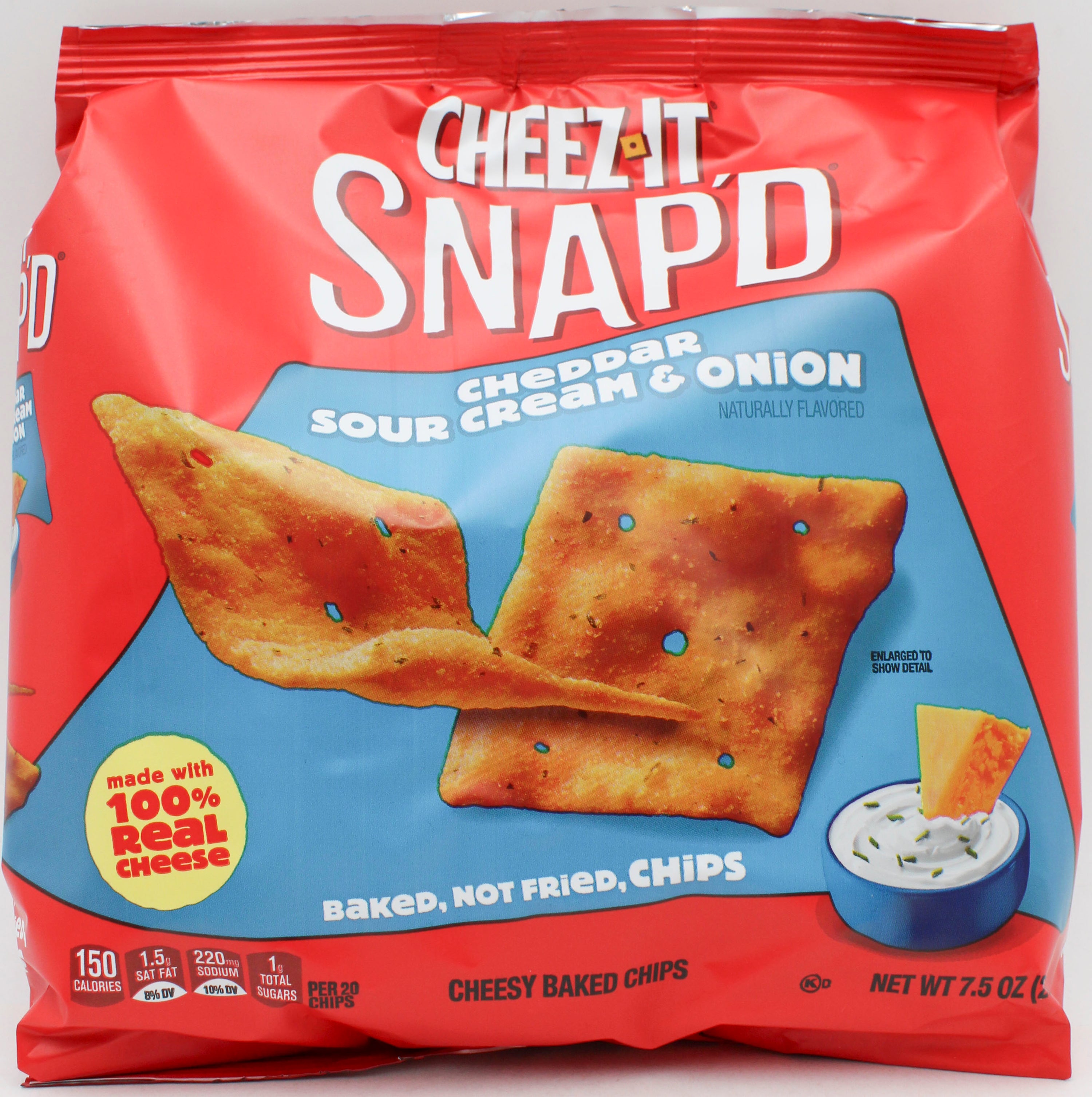 CHEEZ-IT SNAP'D CHEDDAR SOUR CREAM AND ONION CRACKER 7.5 Oz NI BB 10/10/26