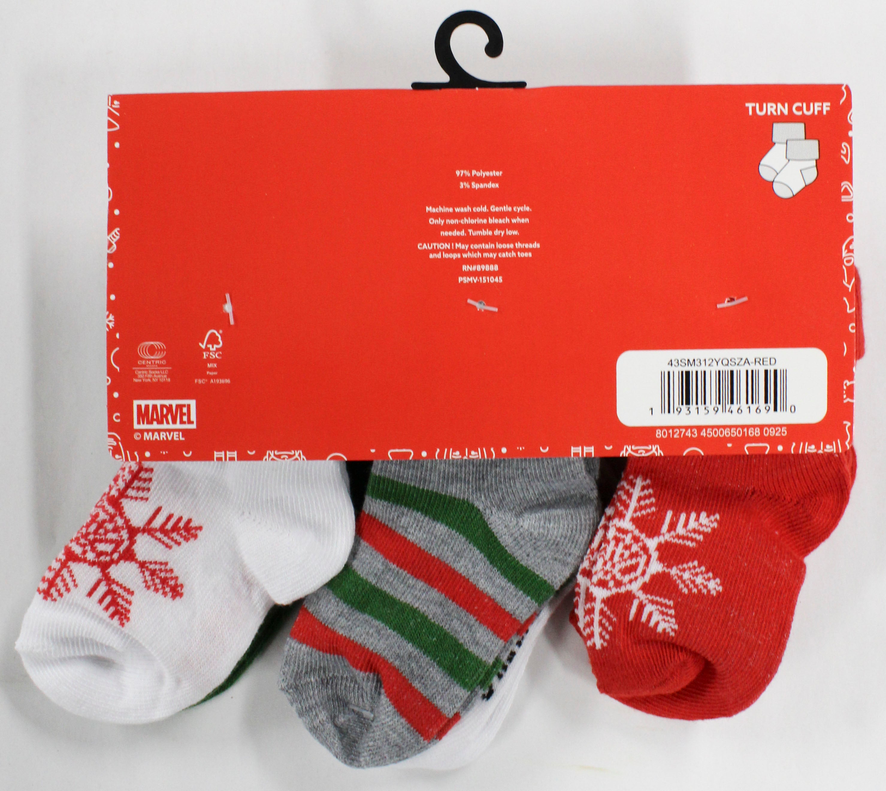 6pk 12-24m SPIDERMAN WEB CRAWLER TURN CUFF SOCKS