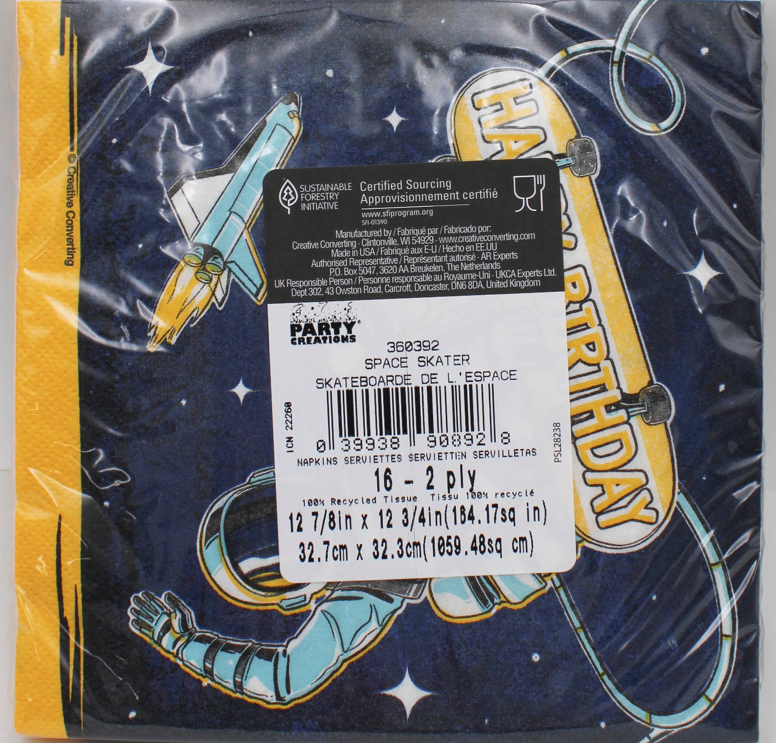 NAPKIN LUNCH 16CT 2P SPACE SKATER BFK