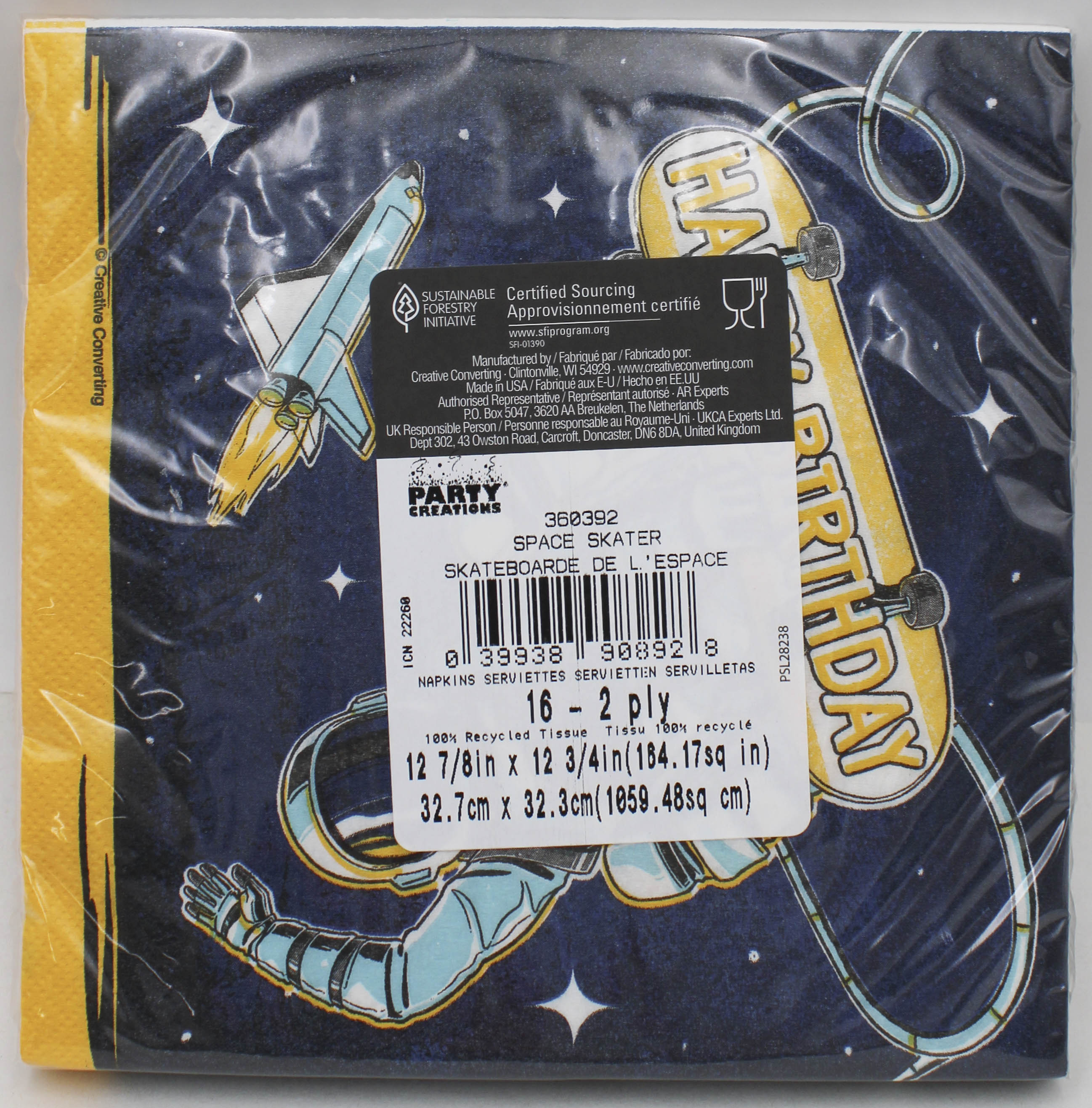 NAPKIN LUNCH 16CT 2P SPACE SKATER BFK