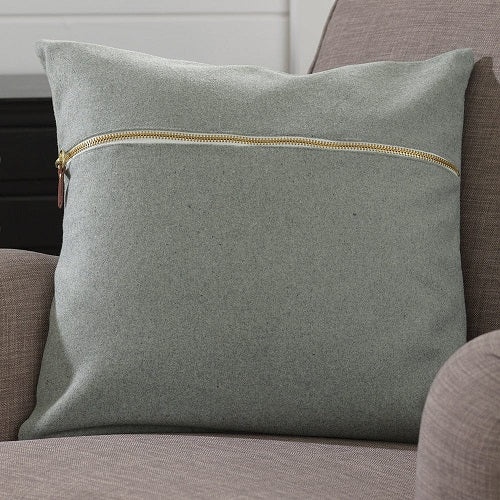 LIGHT GRAY ZIPPER 18" PILLOW COVER