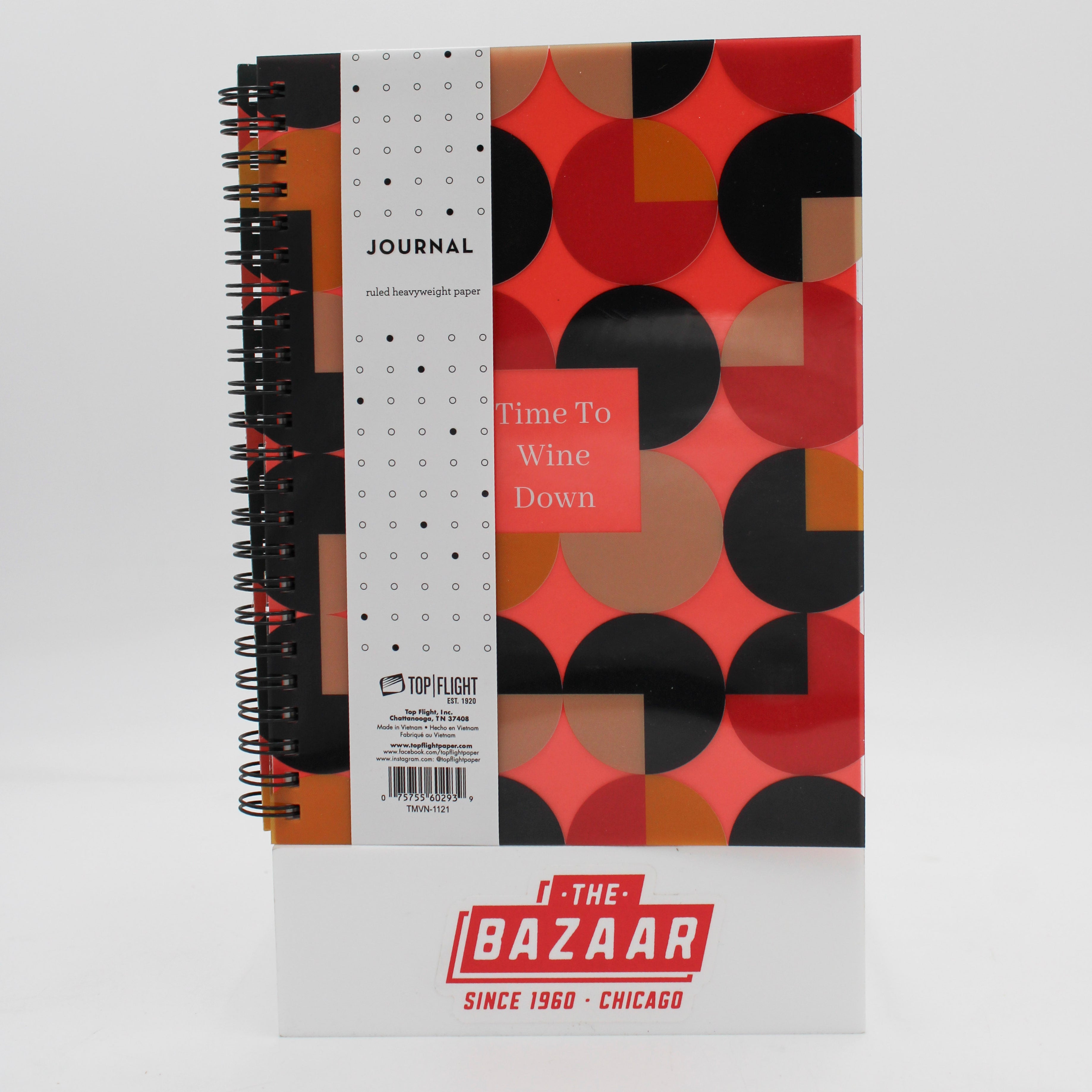 TOP FLIGHT WINE DOWN SPIRAL JOURNAL 6" x 8"