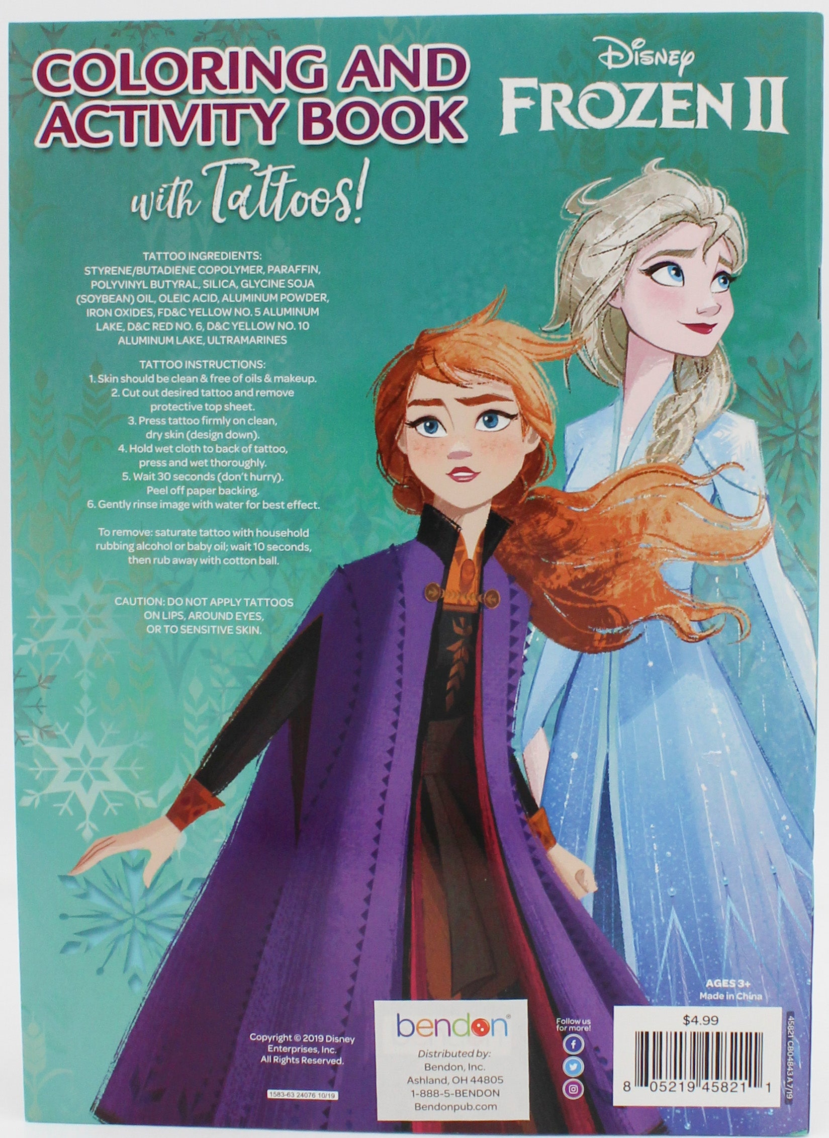 BENDON FROZEN II ACTIVITY AND COLORING  BOOK W/TATTOOS PP$4.99
