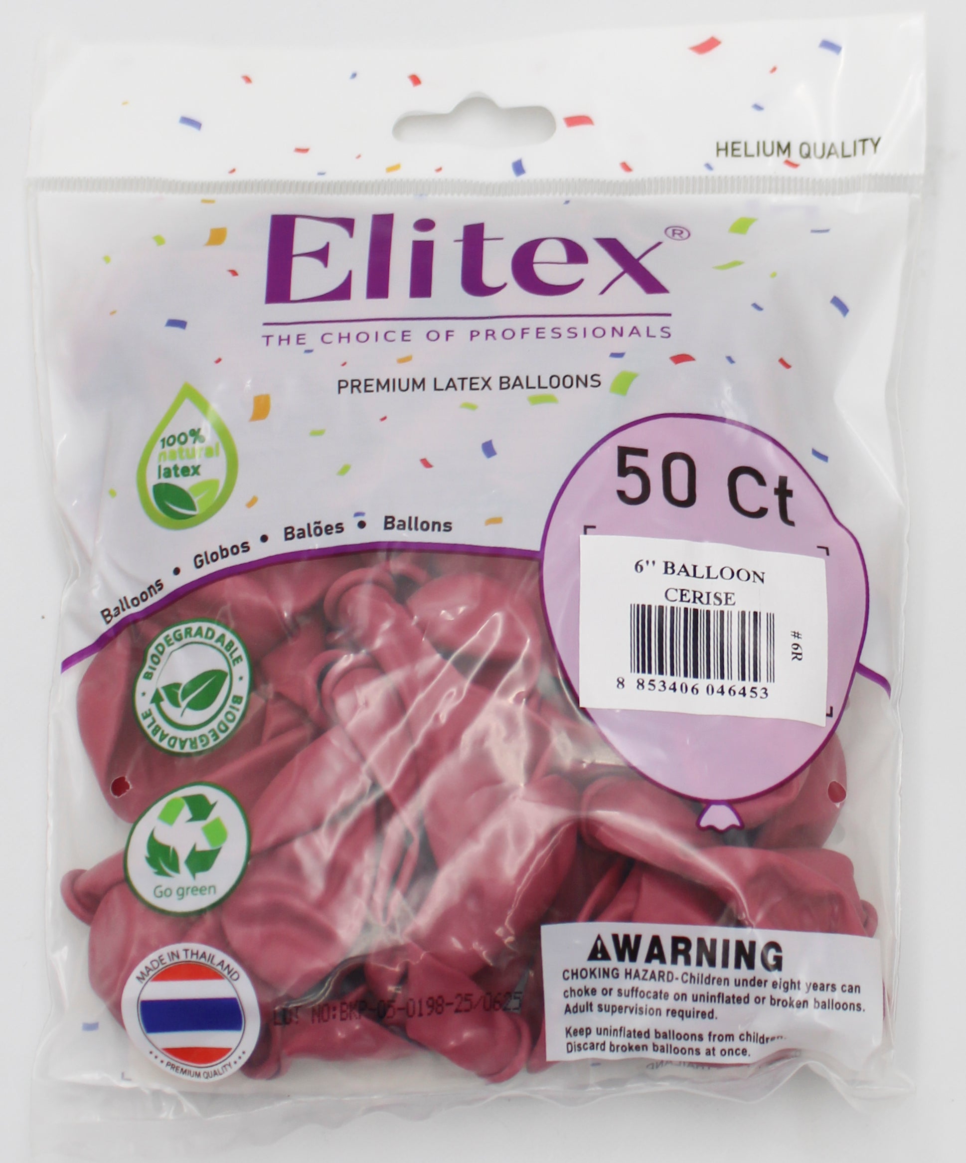 ELITEX 6" PASTEL CERISE ROUND BALLOON, 50 PACK