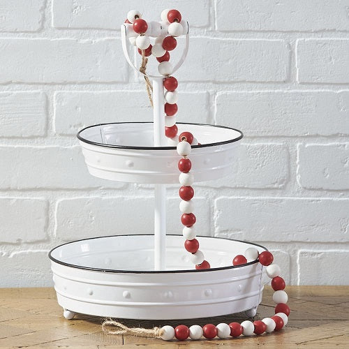 RED WOOD BEAD GARLAND 50"L