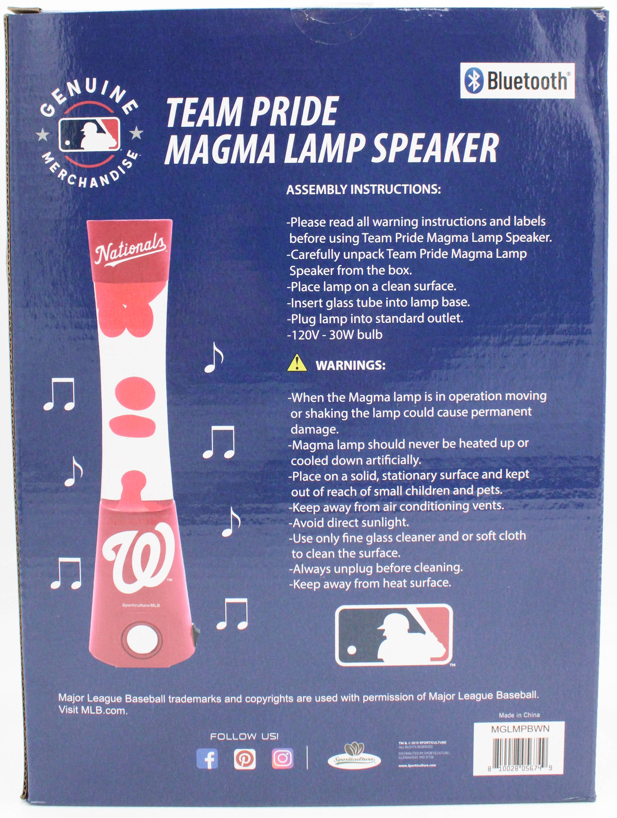 WASHINGTON NATIONALS LAVA LAMP SPEAKER 16.5"