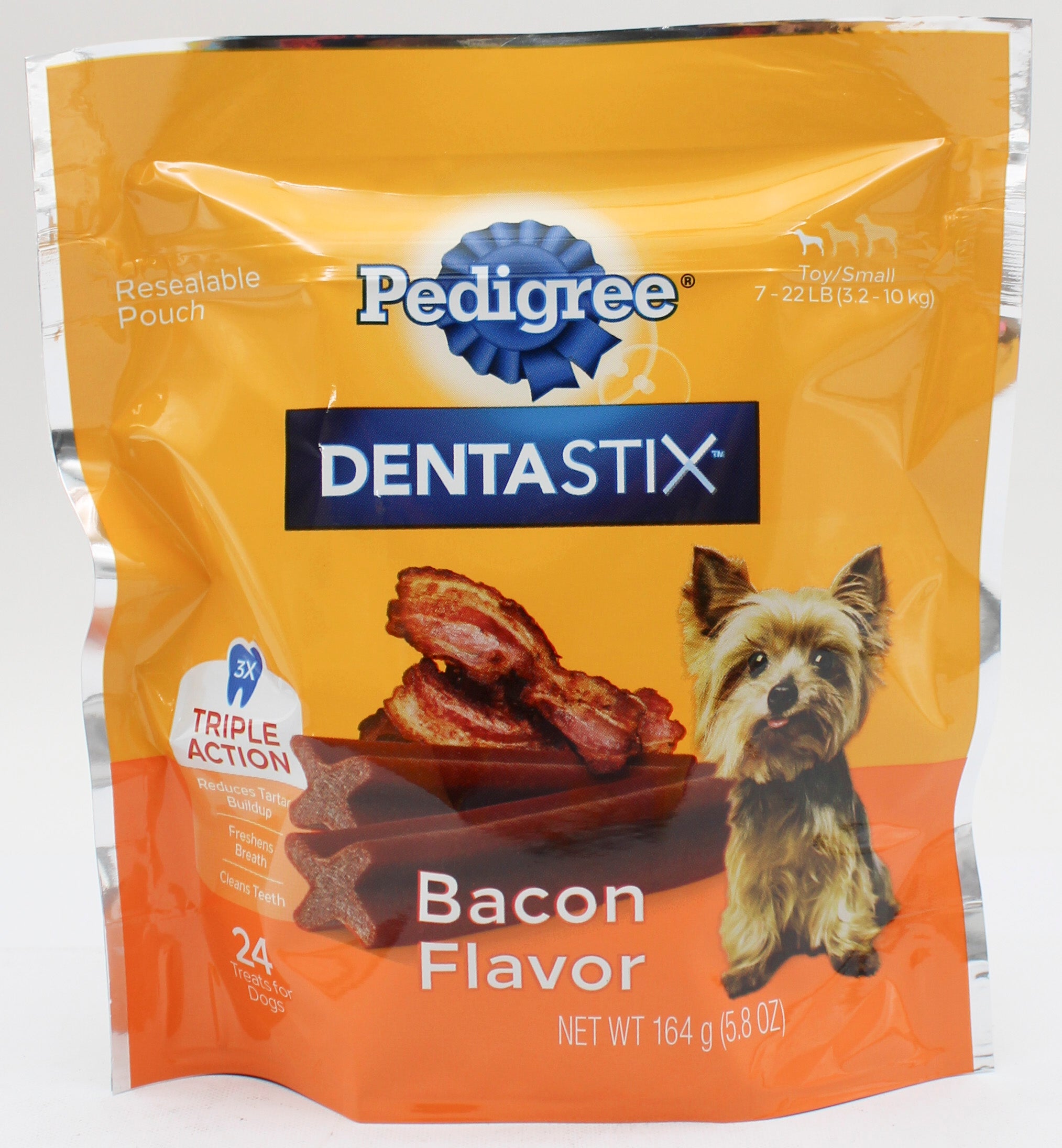 PEDIGREE DENTASTIX BACON FLAVOR SMALL TOY DENTAL DENTAL DOG TREATS - 5.8 OZ BB 2/19/2027