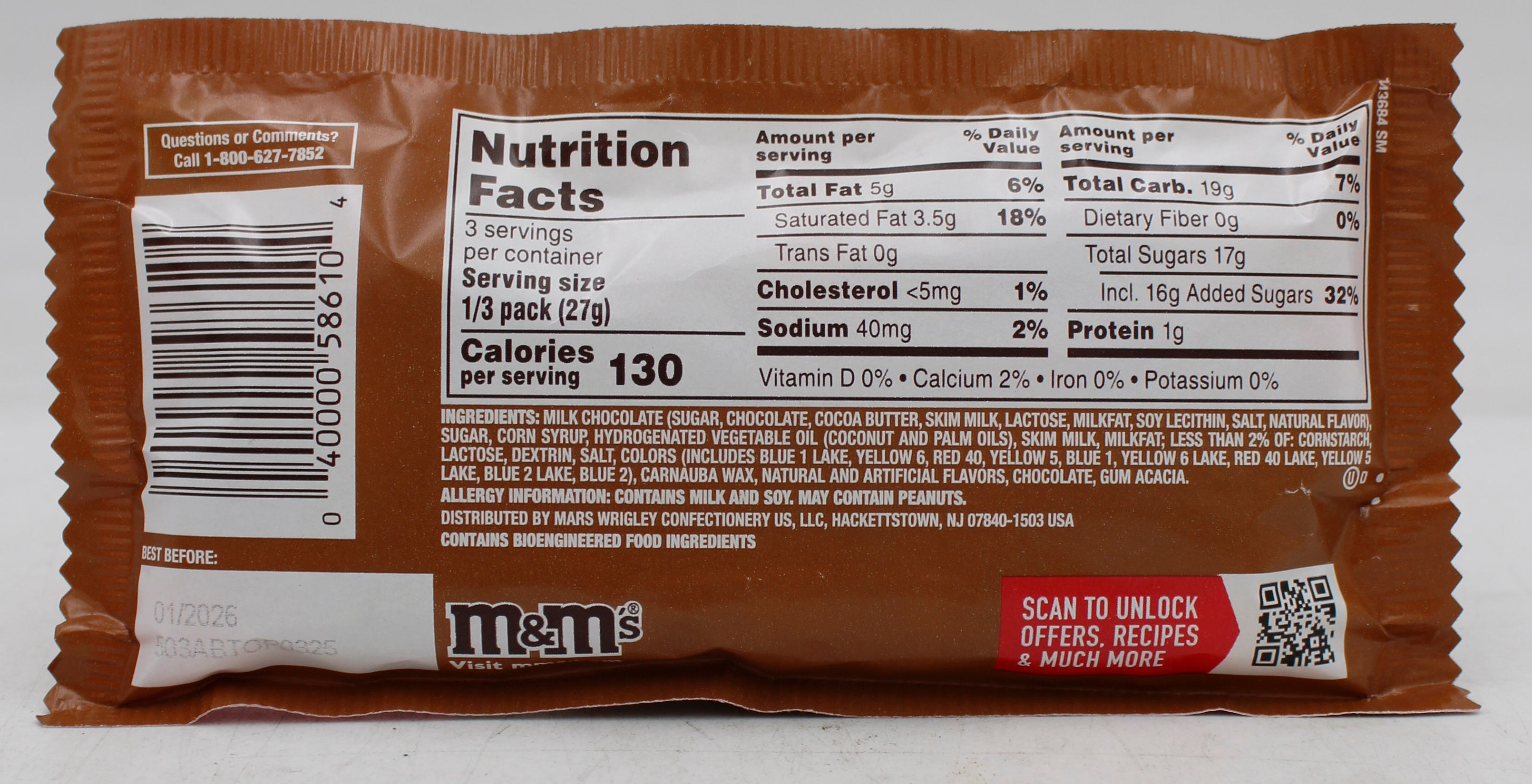 M&M'S CARAMEL COLD BREW MILK CHOCOLATE CANDY SHARE SIZE  2.83 Oz BB 1/31/26