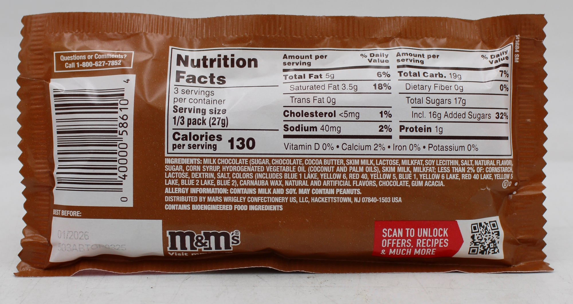 M&M'S CARAMEL COLD BREW MILK CHOCOLATE CANDY SHARE SIZE  2.83 Oz BB 1/31/26