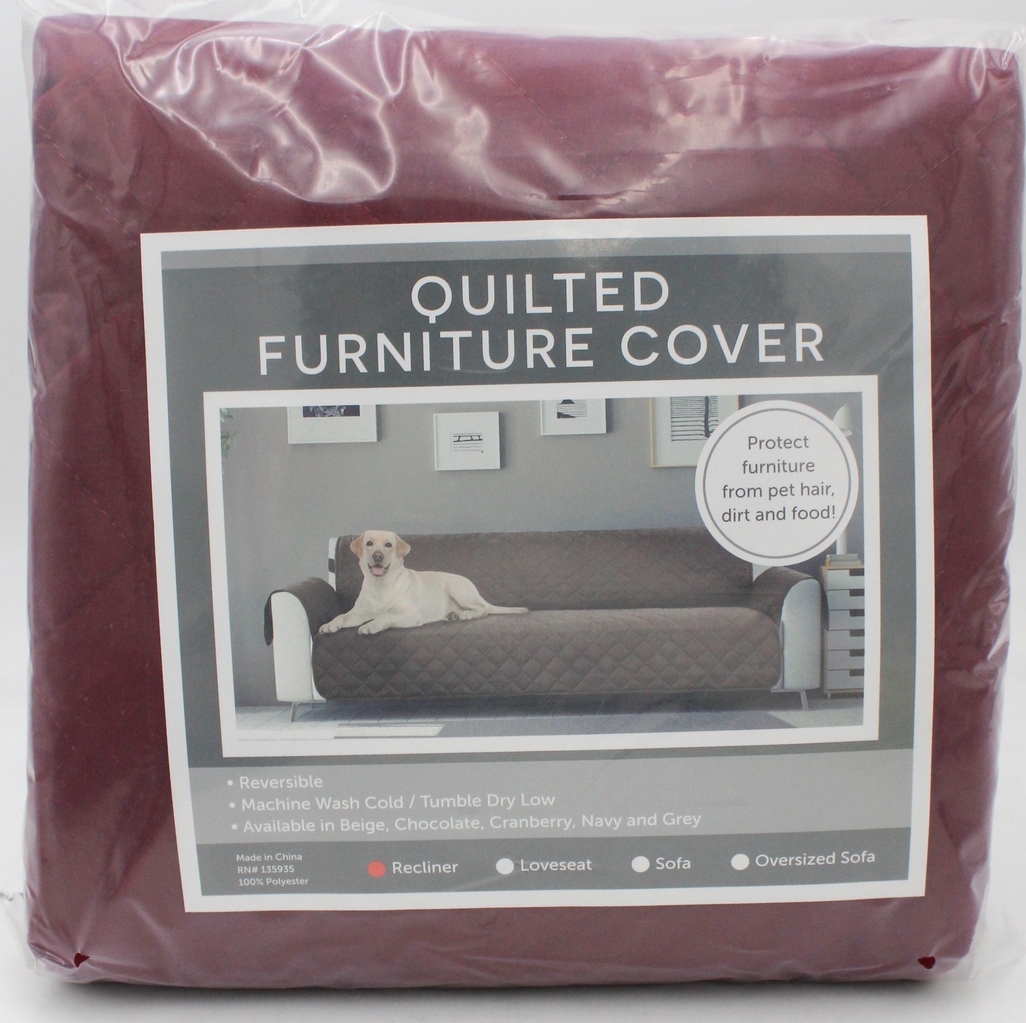 REVERSIBLE RECLINER COVER CRANBERRY