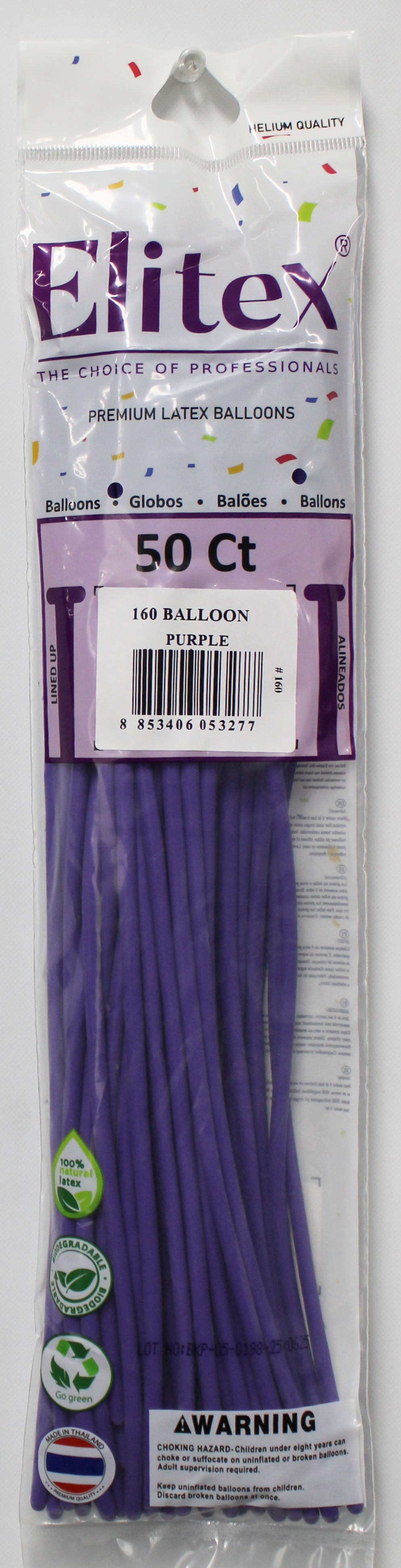 ELITEX 160" PURPLE MODELLING BALLOON, 50 PACK