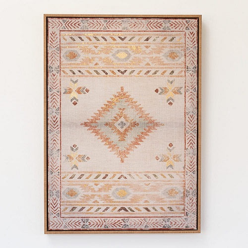 GEOMETRIC RUG PATTERN FRAMED CANVAS PRINT  17"L x 23.75"H x 1.5"D