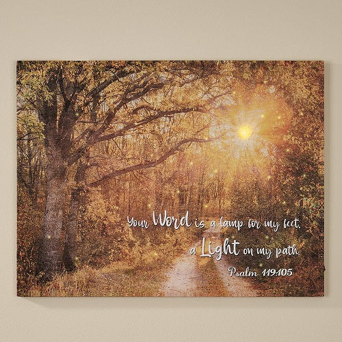 A LIGHT ON MY PATH LED CANVAS PRINT  27"L x 21"H x 1"D
