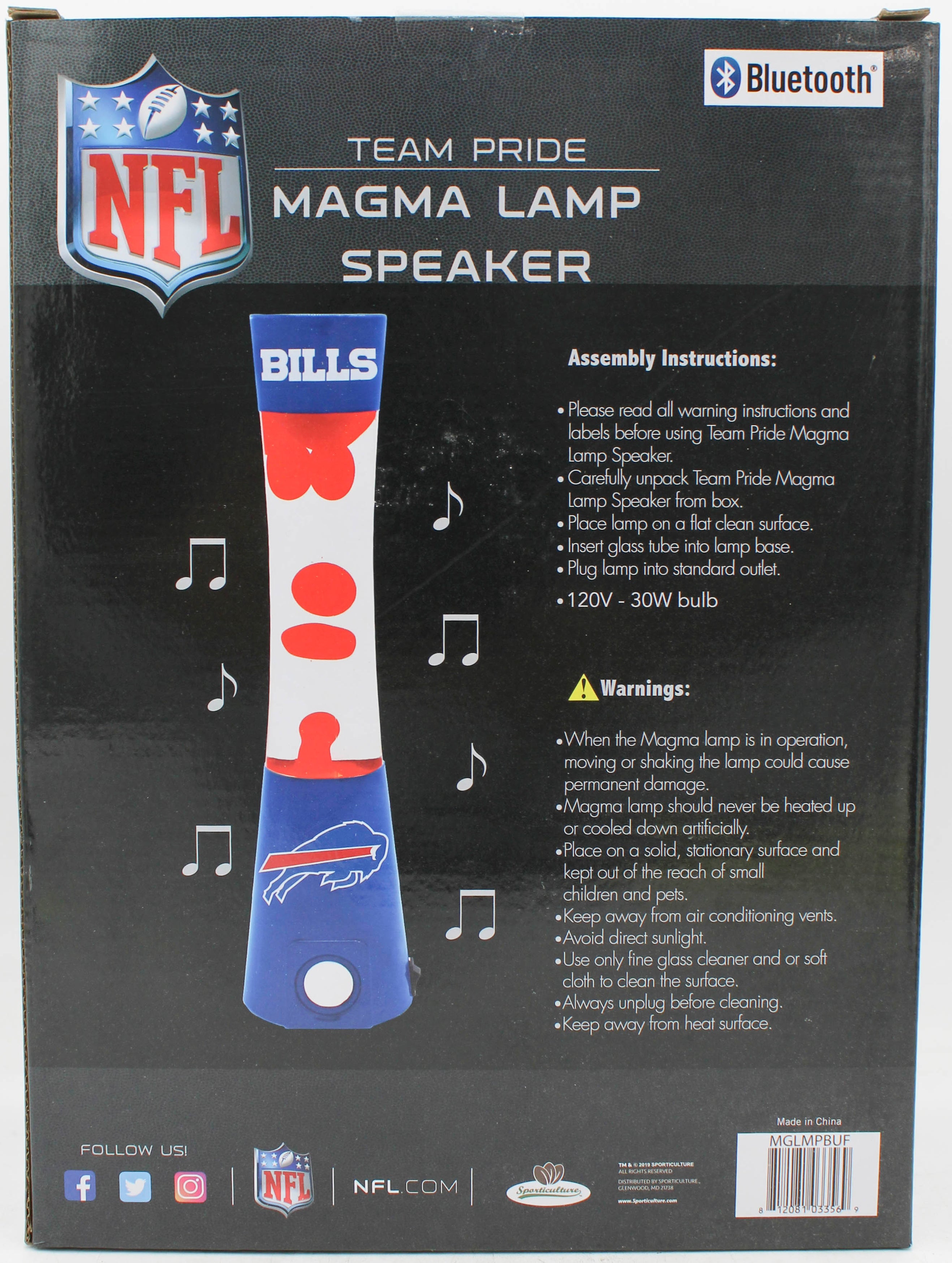 NFL BUFFALO BILLS LAVA LAMP SPEAKER 16.5"