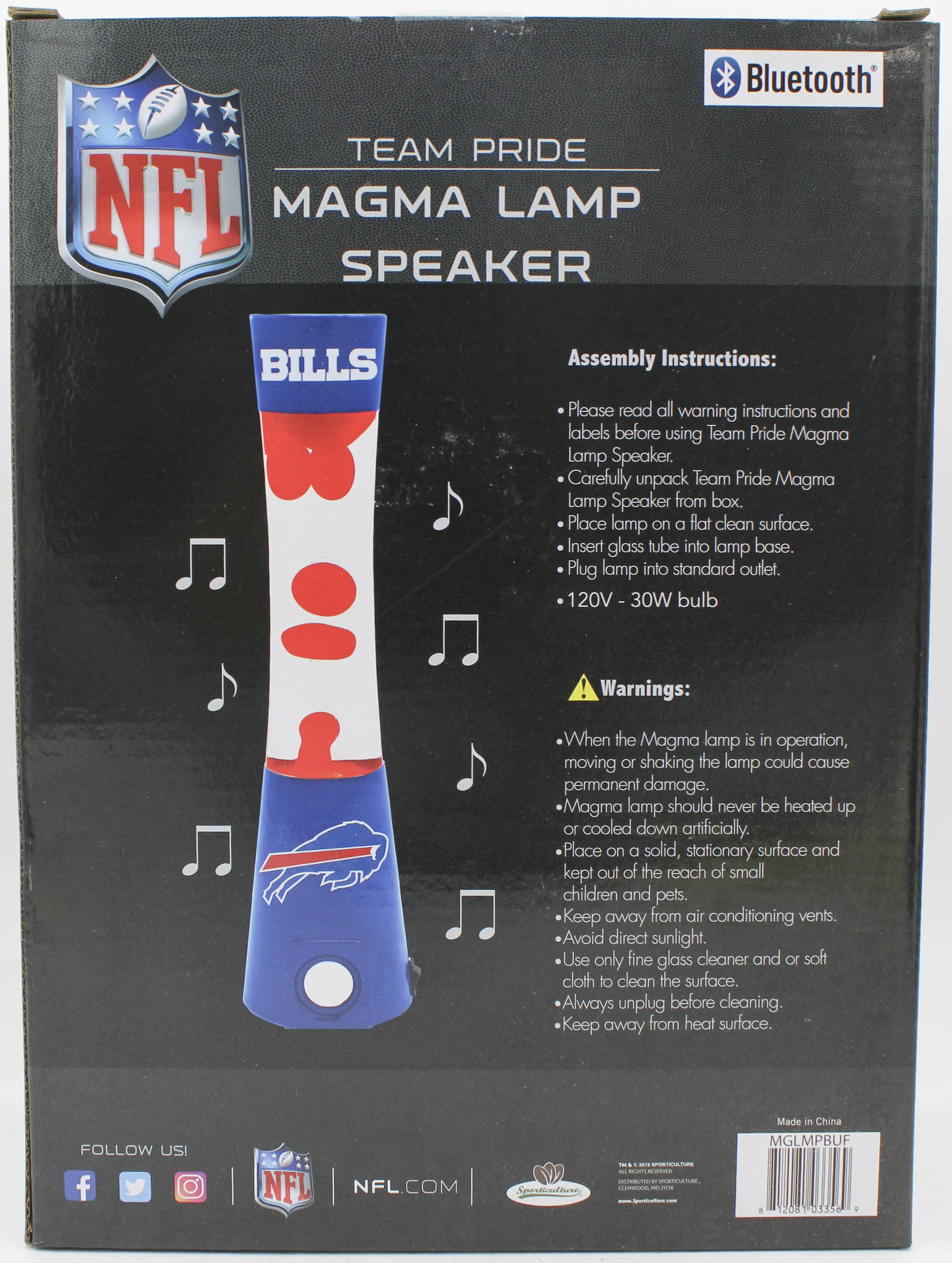 NFL BUFFALO BILLS LAVA LAMP SPEAKER 16.5"