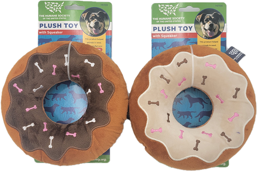 HUMANE SOCIETY PLUSH DOG TOY DONUT ASSORTED