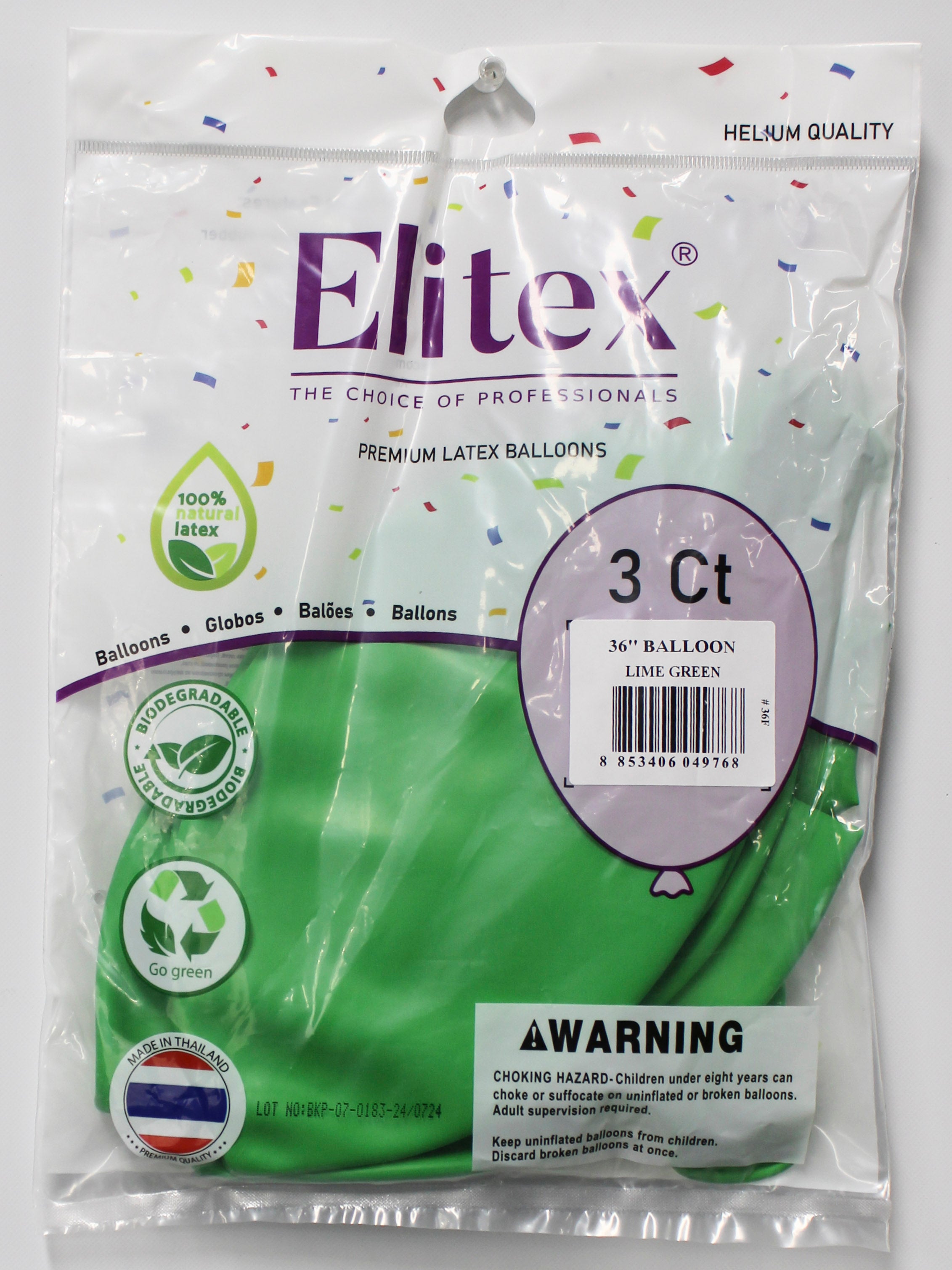 ELITEX 36" LIME GREEN ROUND BALLOON, 3 PACK