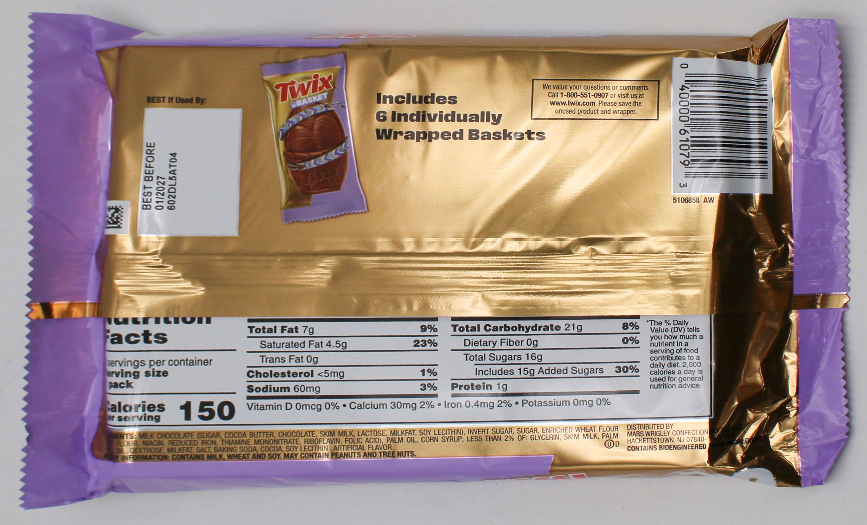 TWIX MILK CHOCOLATE CARAMEL BASKETS 6.36 Oz BB 1/31/27