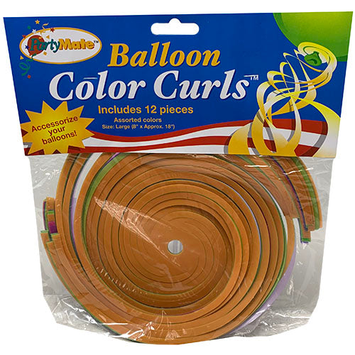 BALLOON COLOR CURLS 8"/12CT-ASST.