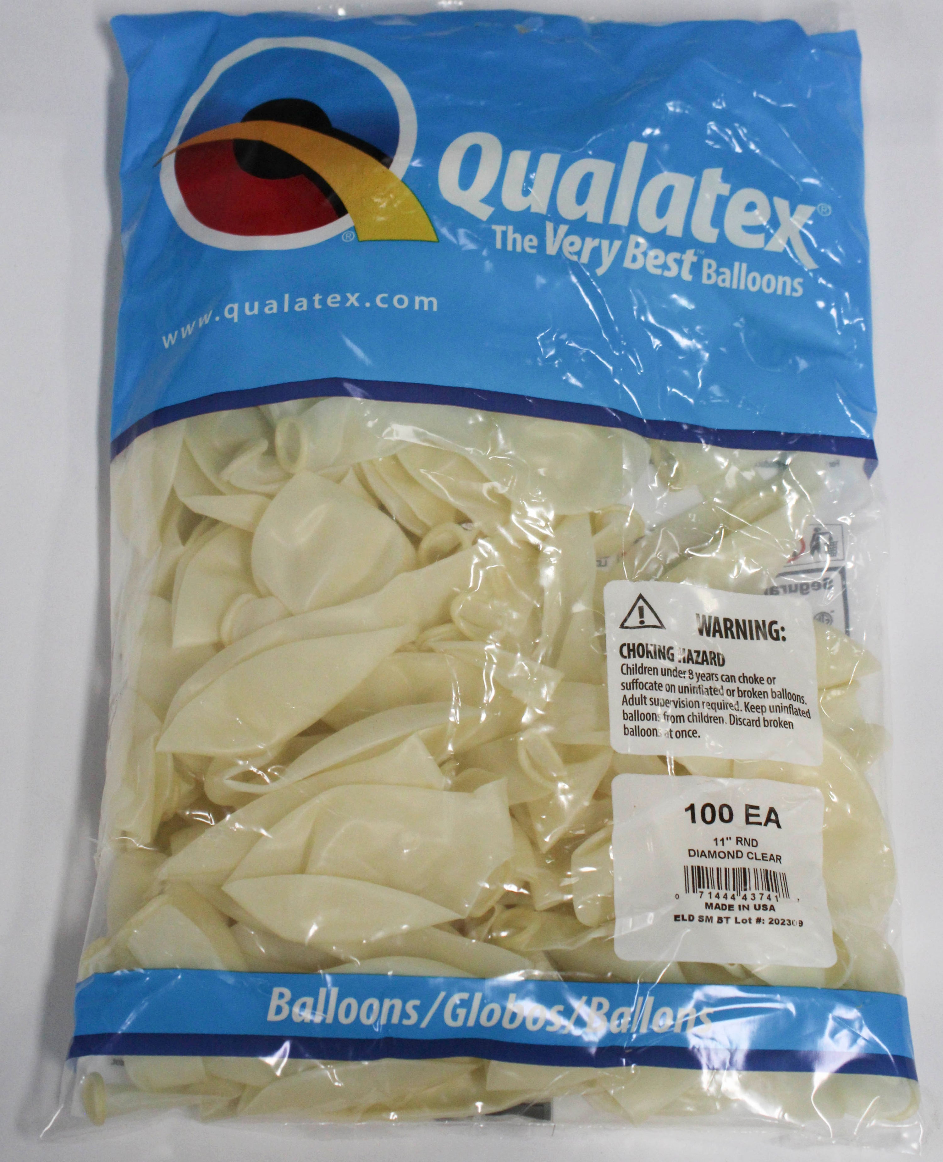 11" ROUND QX LATEX BALLOON 100CT DIAMOND CLEAR