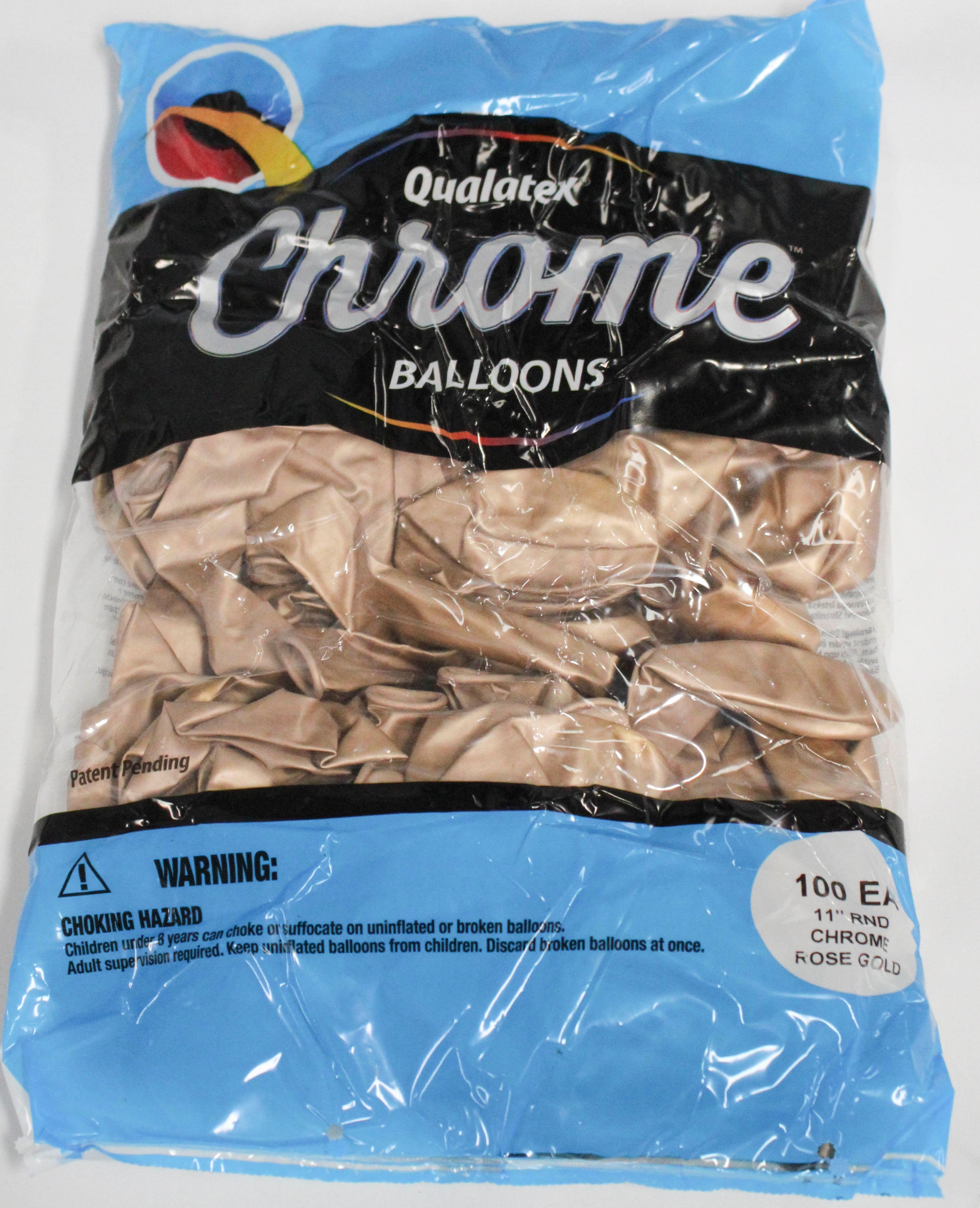 11" ROUND QX LATEX BALLOON 100CT CHROME ROSE GOLD