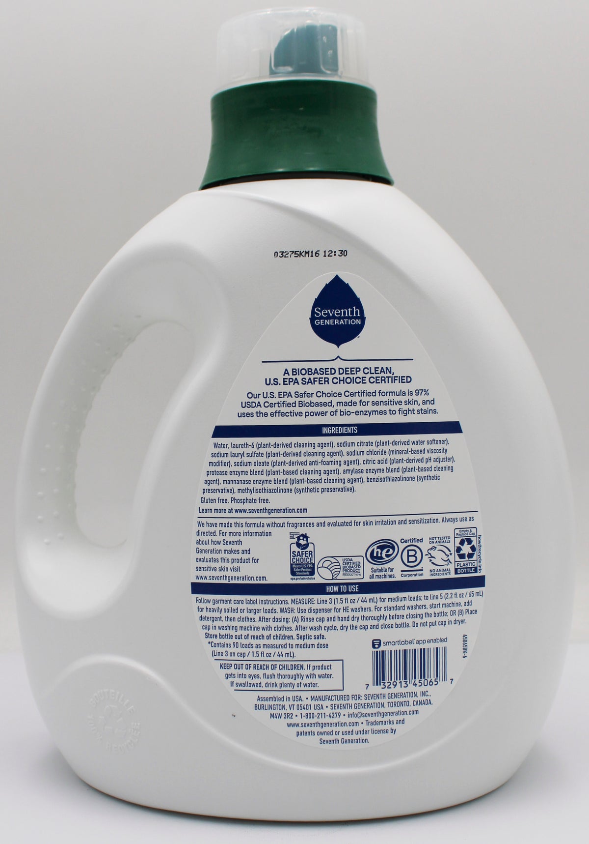 SEVENTH GENERATION LIQUID LAUNDRY DETERGENT FREE CLEAR 135oz