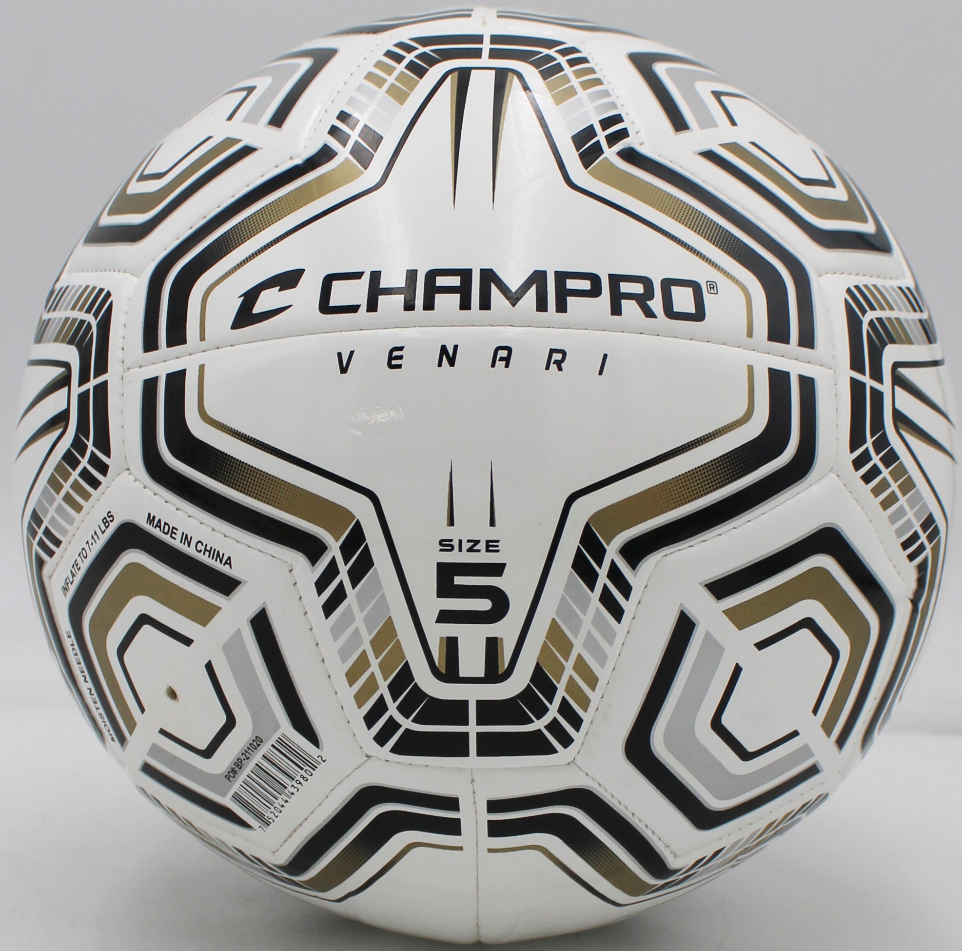 VENARI 20 Panel Soccer Ball #5 BLACK SILVER VEGAS GOLD