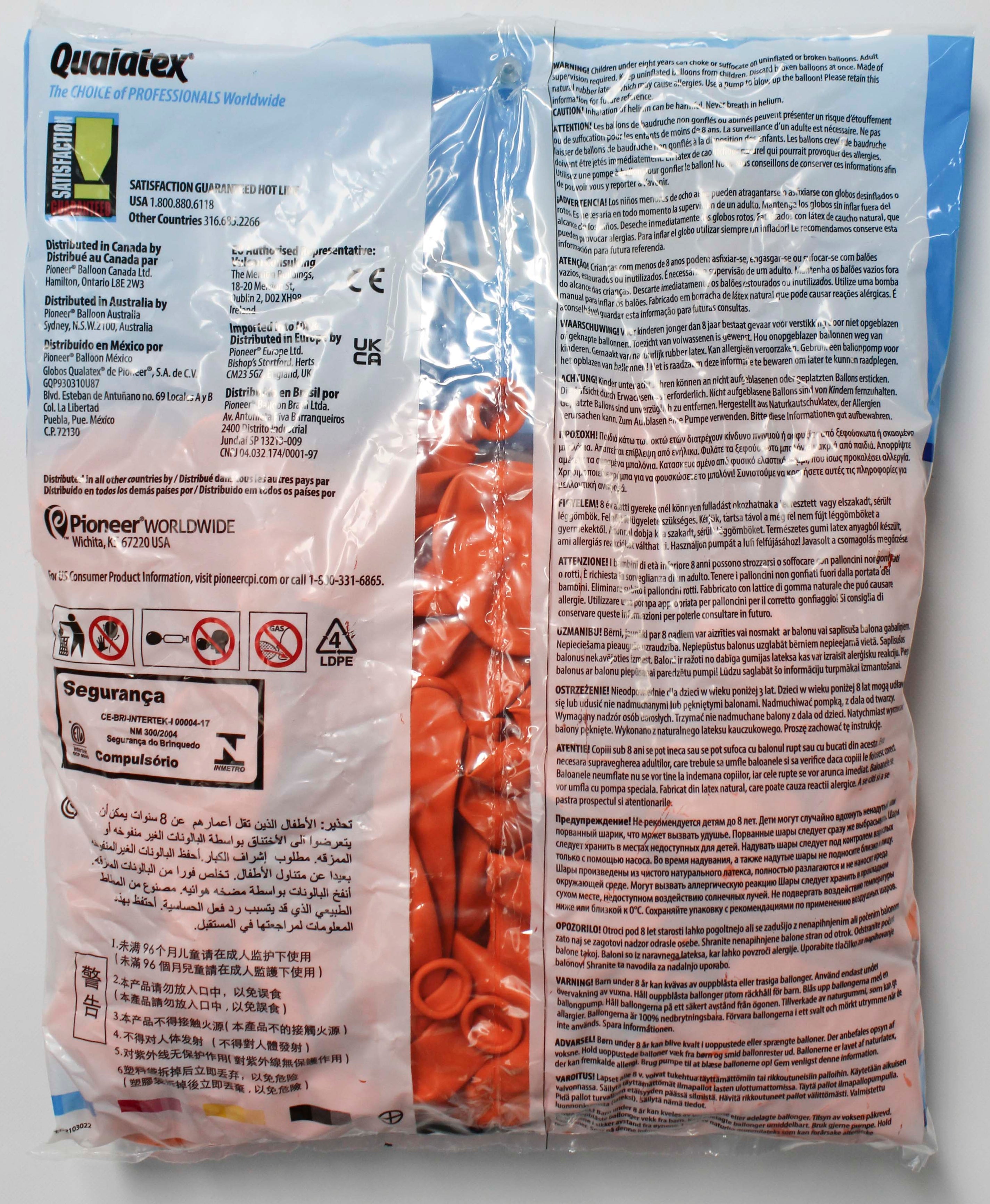 9" Orange Latex Balloons 100-Pack