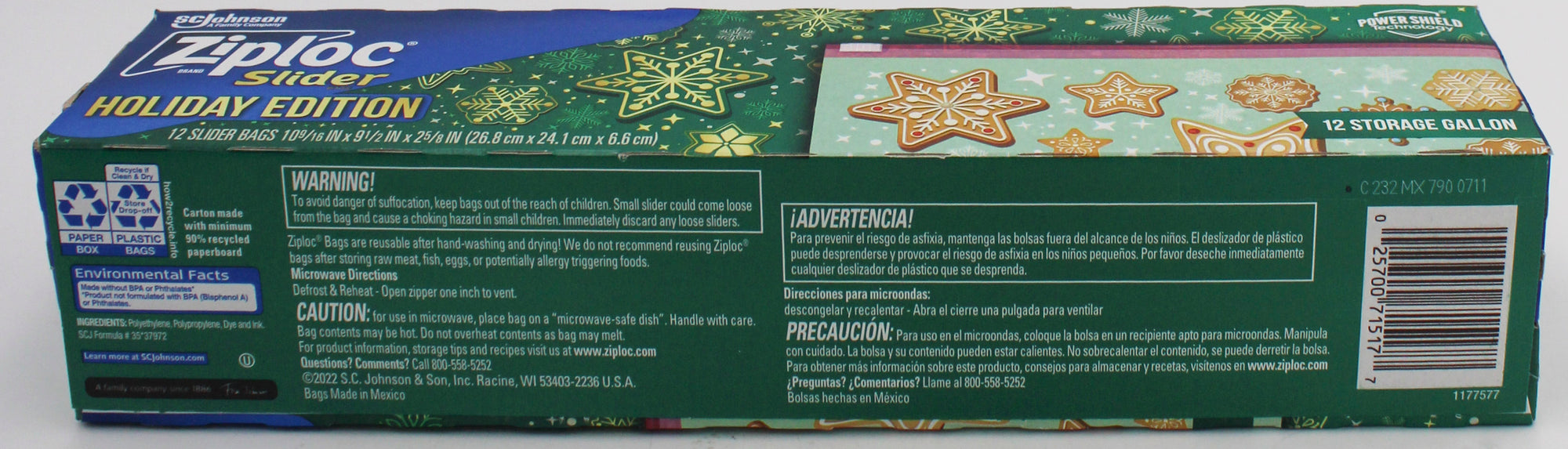 SP  ZIPLOC BAG 12ct HOLIDAY GALLON SLIDER STORAGE