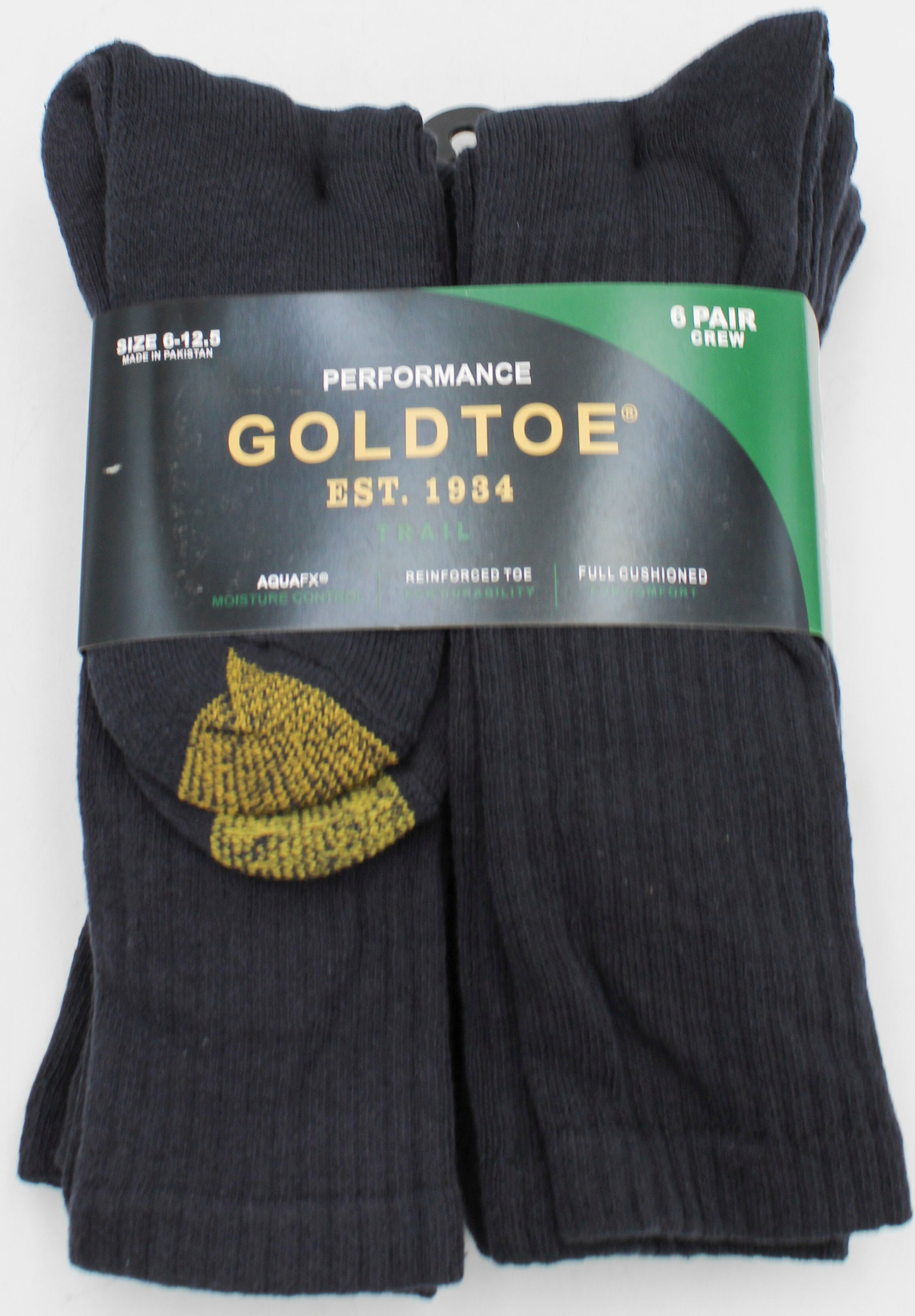 GOLDTOE 6PK CREW SOCKS NAVY  PP$22.00  SZ 6-12  NI