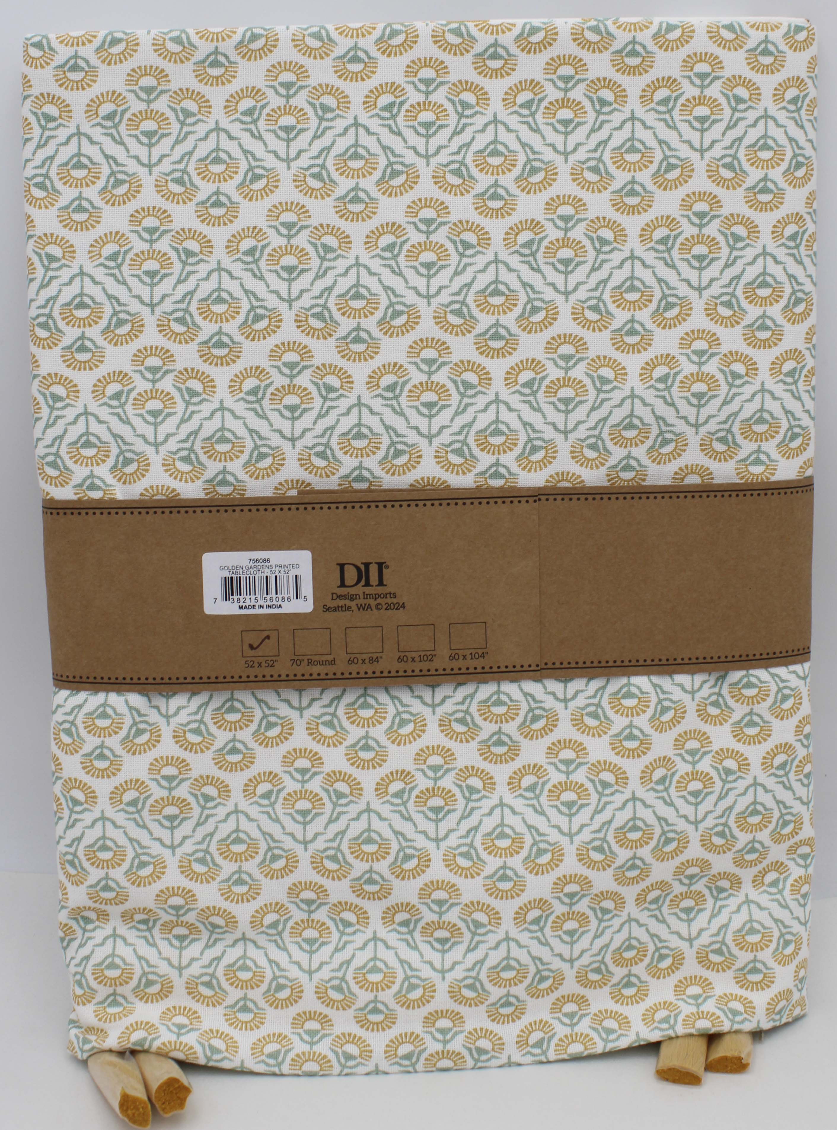 TABLECLOTH - 52 X 52 GOLDEN GARDENS PRINTED