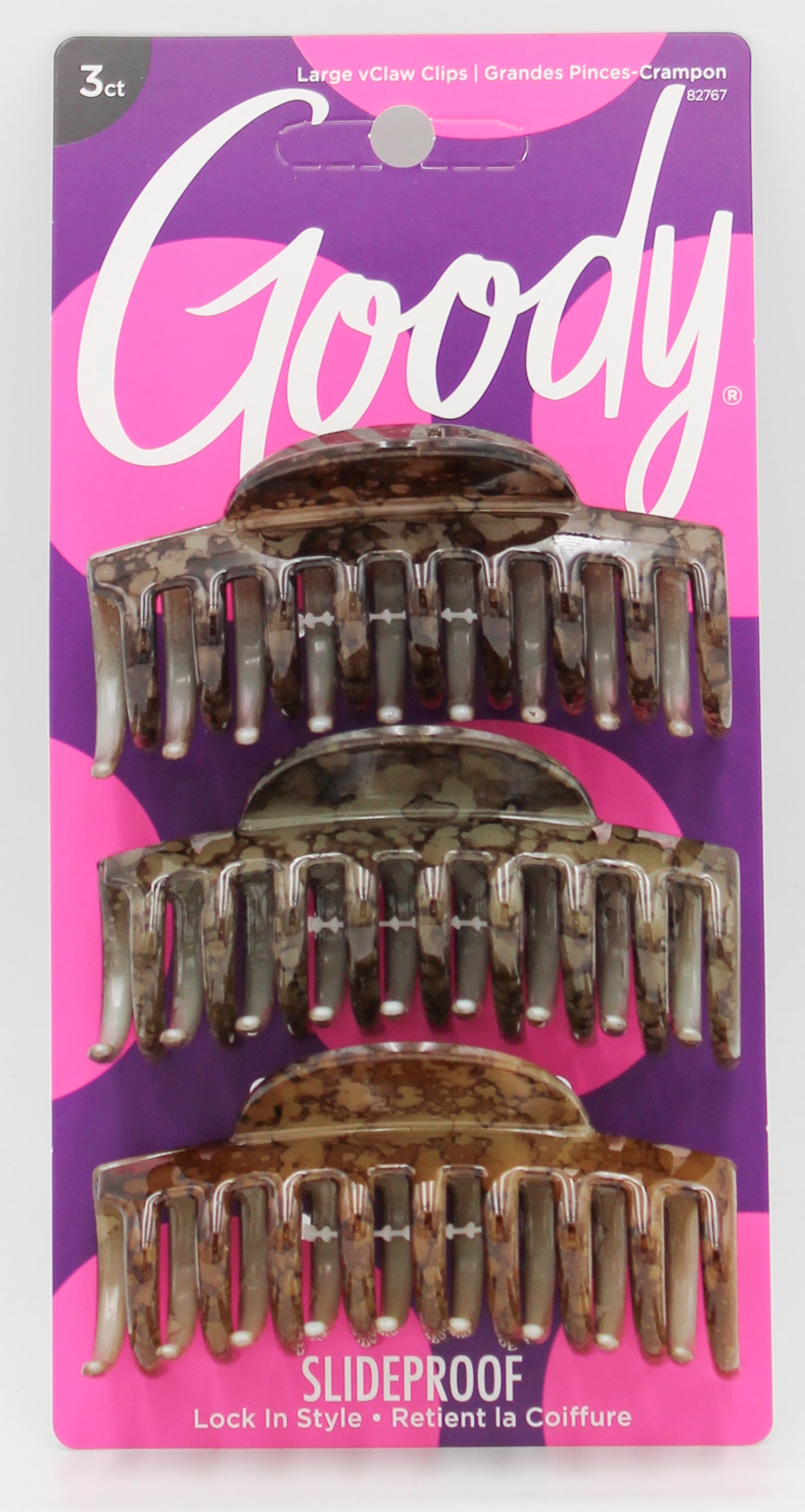 GOODY CLAW CLIPS BROWN MARBLE 3ct NI