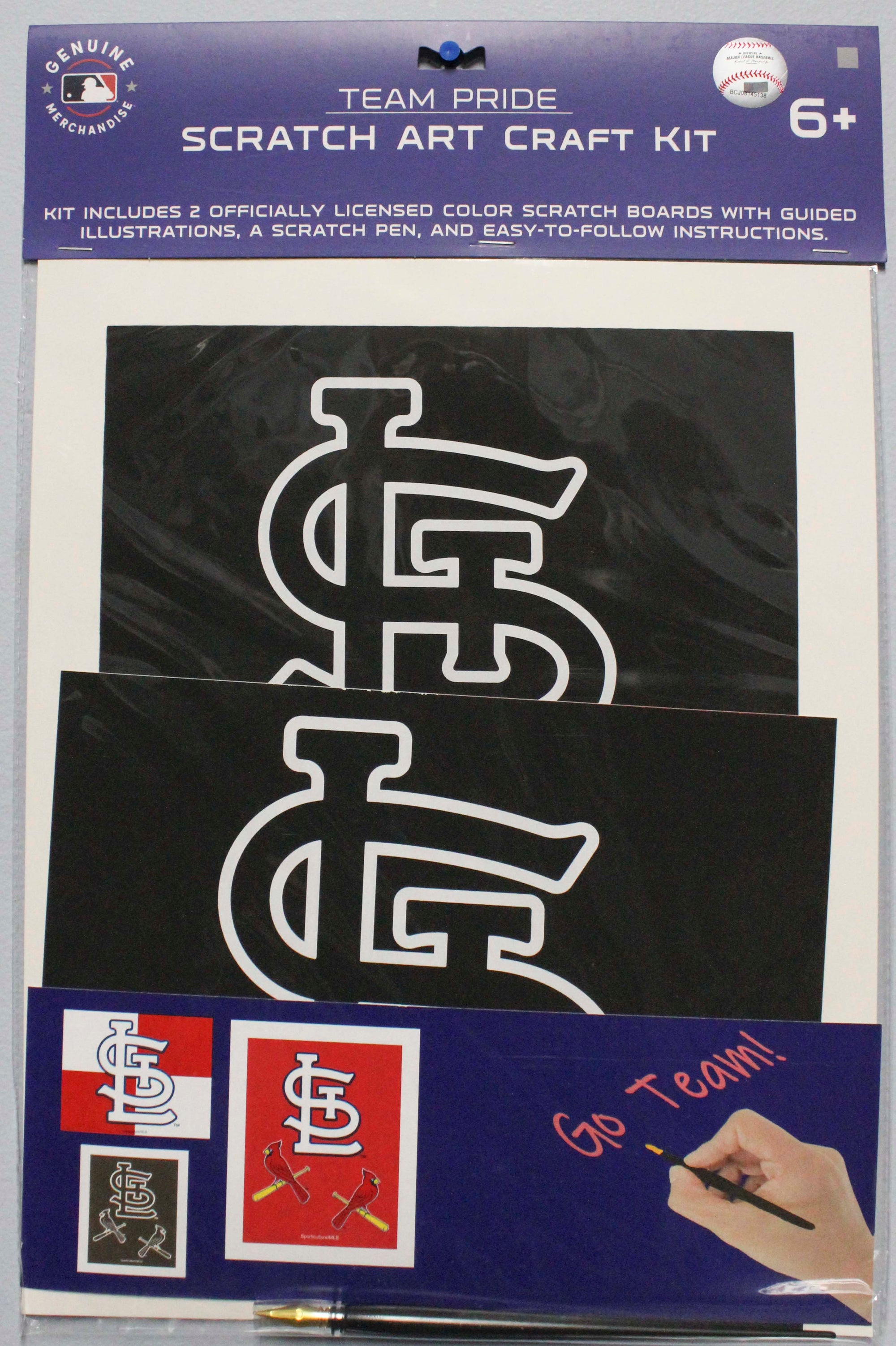 OFFICIALLY LICENSED ST. LOUIS CARDINALS SCRATCH ART CRAFT KIT
