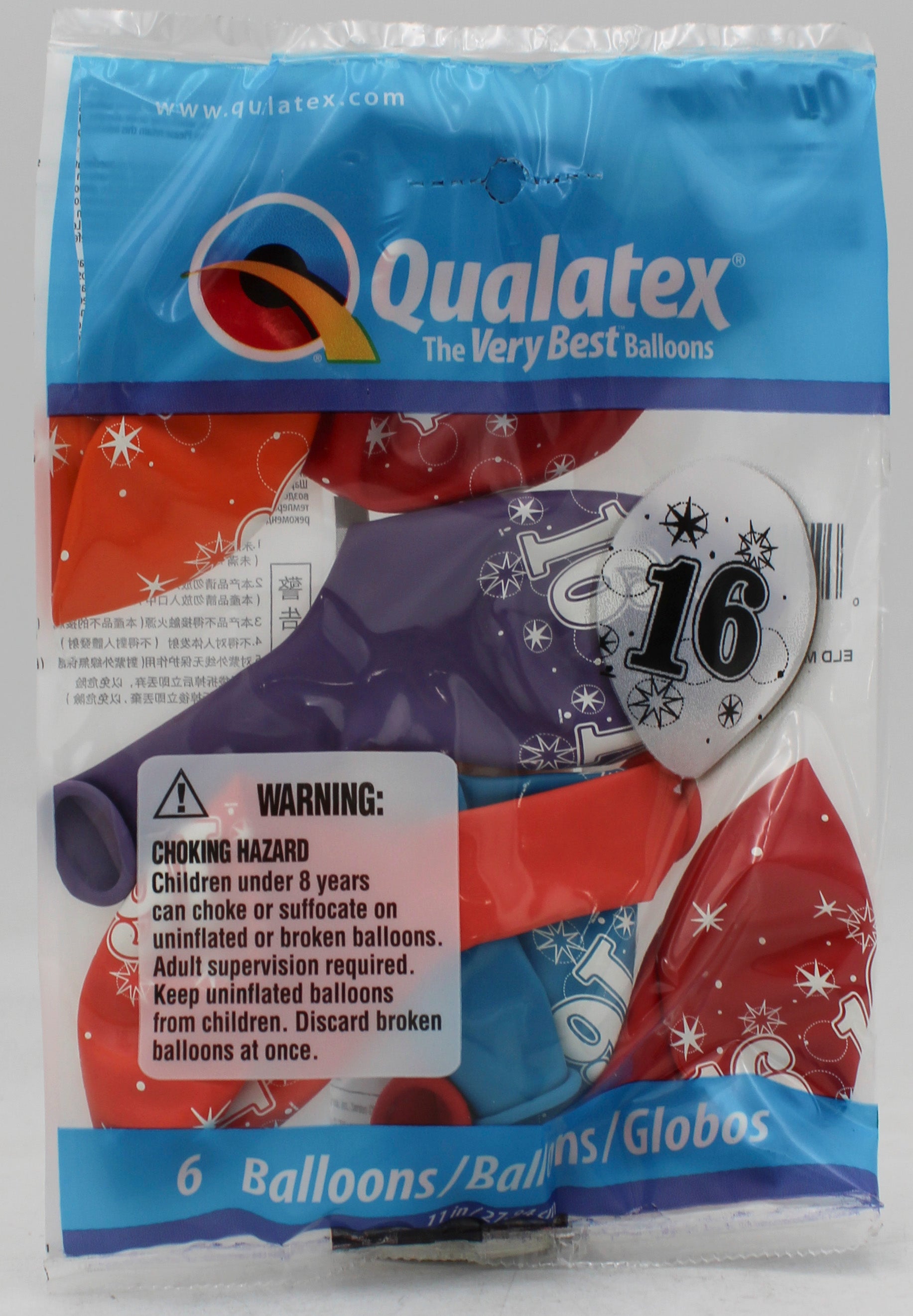 QUALATEX 11" ROUND PARTY BALLOONS AST 6CT 16 SPARKLE-A-RND