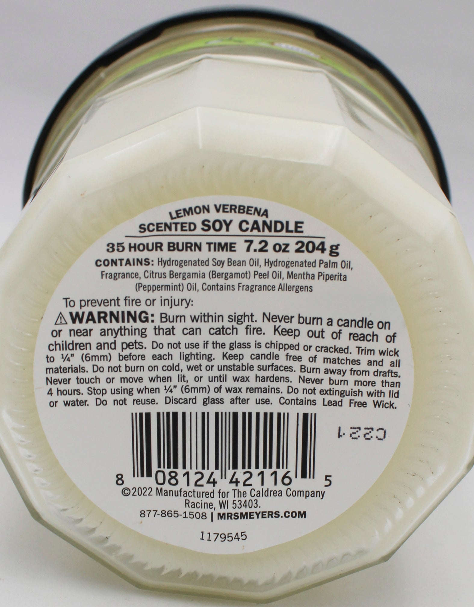 MRS MEYERS CANDLE SOY LEMVERB 7.2oz