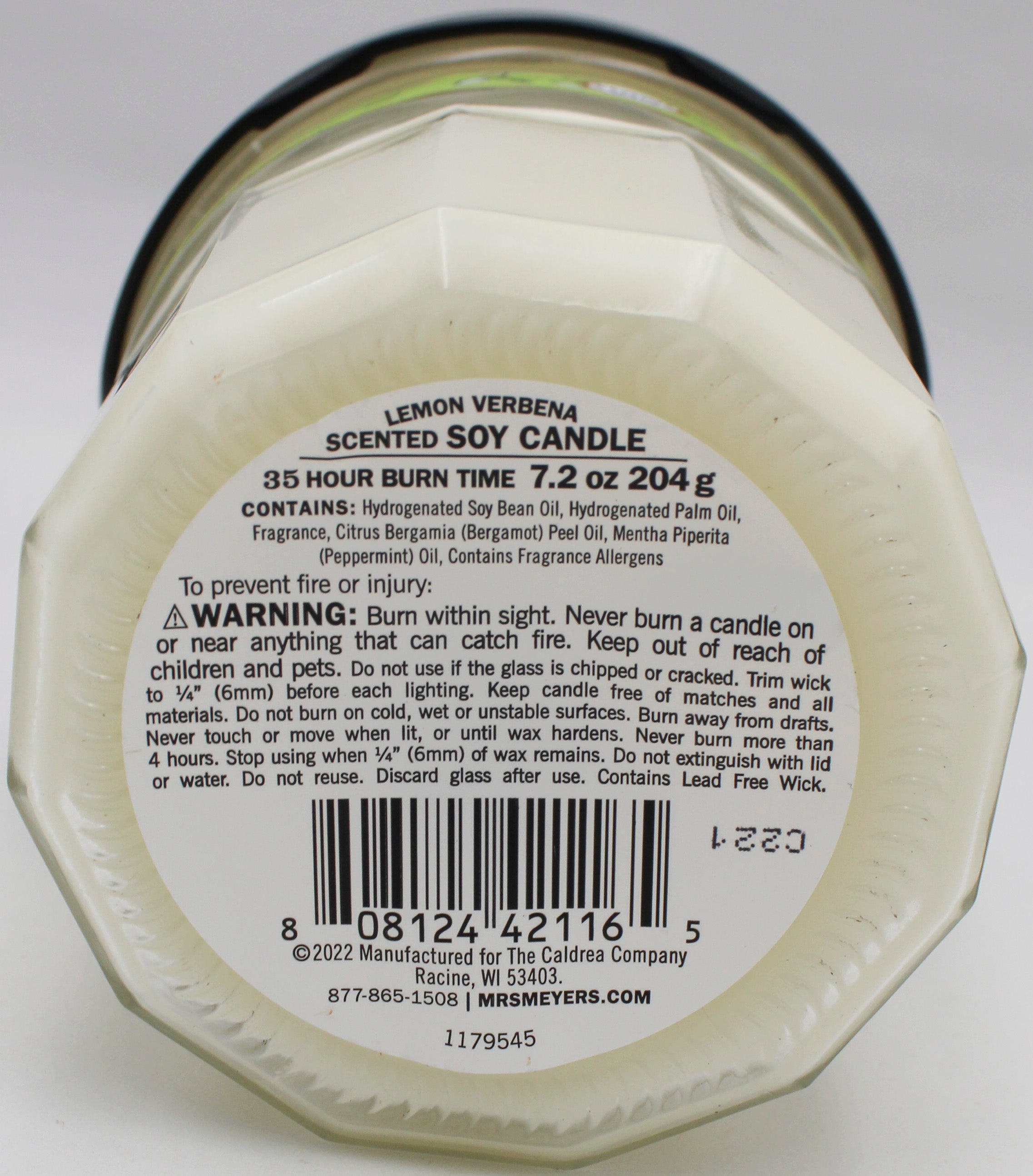 MRS MEYERS CANDLE SOY LEMVERB 7.2oz