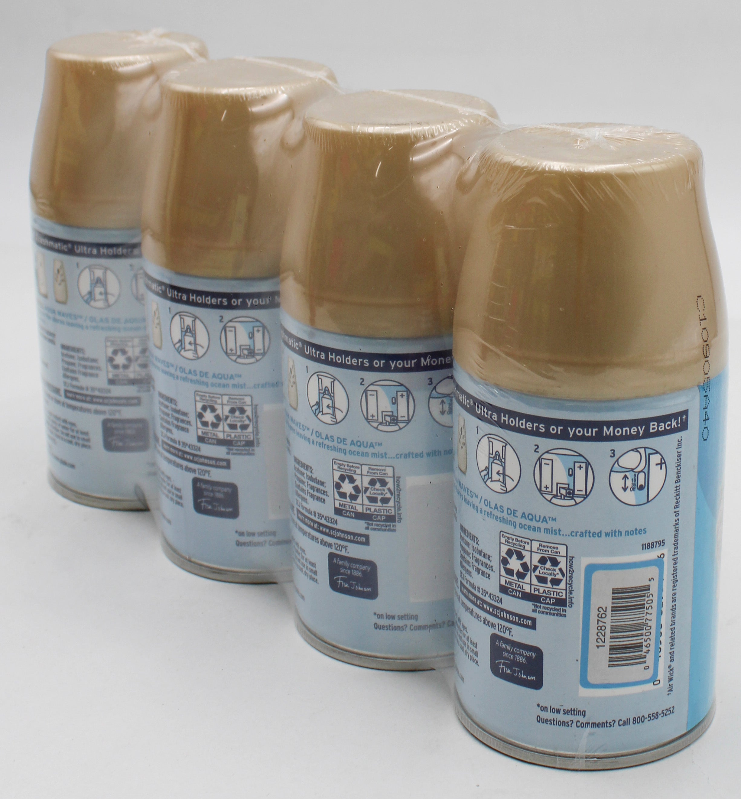 SP GLADE AUTO SPRAY REFILL 4PK 6.2oz AQUA WAVES