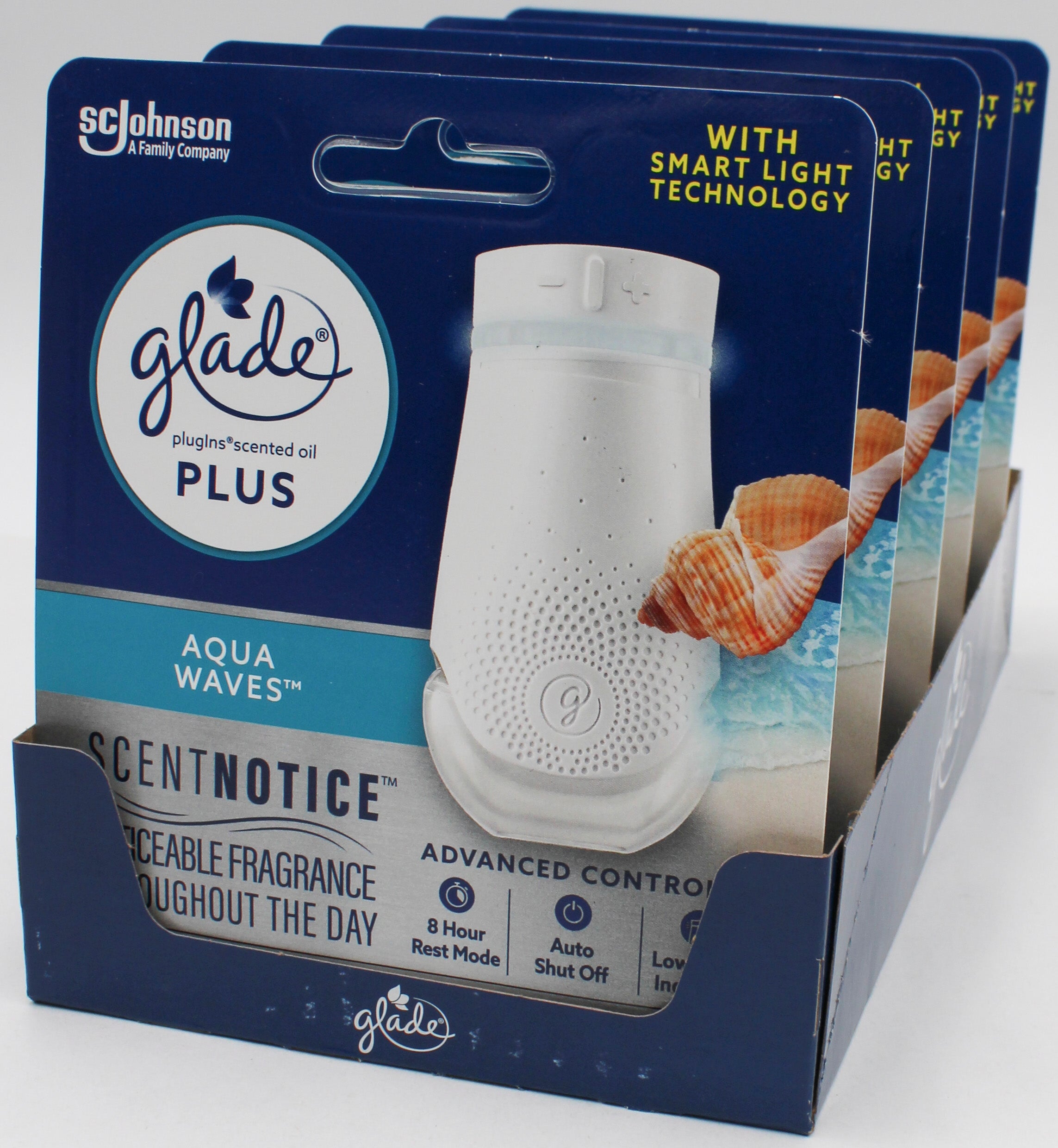 GLADE PLUGINS SMART LIGHT WARMER + 1 REFILL AQUA WAVES 0.67floz US