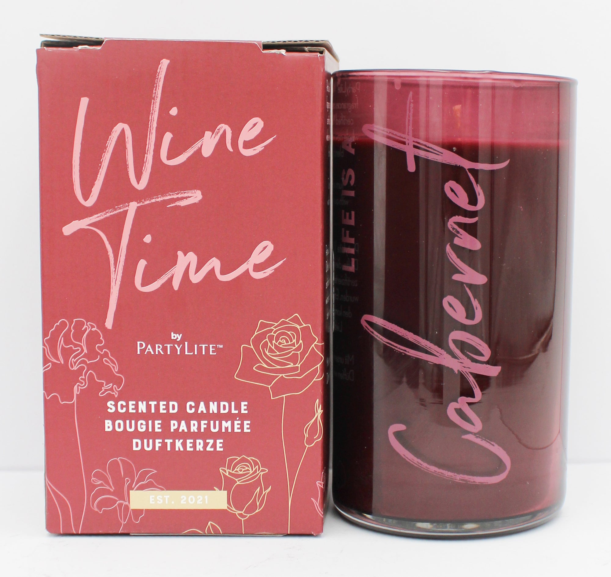 PARTYLITE LIFE IS A CABERNET WINE TIME JAR CANDLE 19.25oz