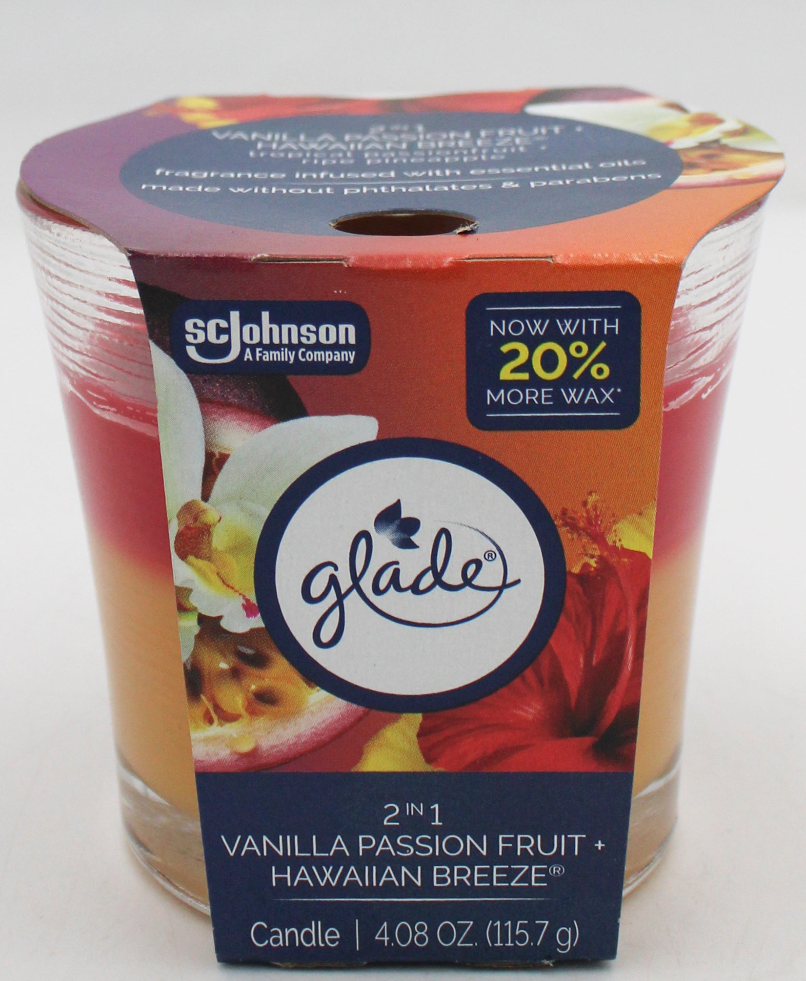 SP GLADE CANDLE 2IN1 4.08oz VANILLA PASSION FRUIT+HAWAIIAN BREEZE