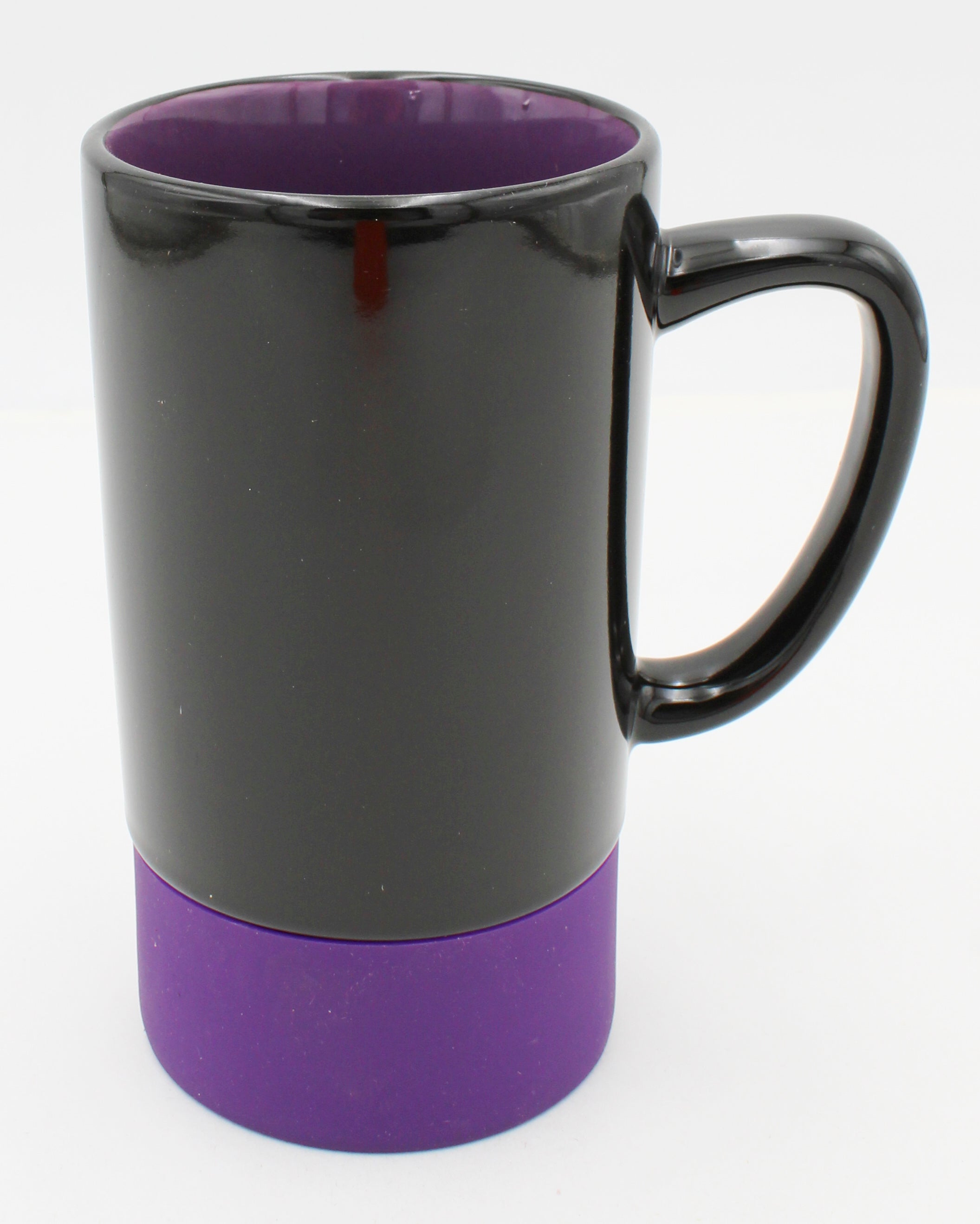 16OZ CERAMIC COASTER MUG, BLACK - INNER COLOR PURPLE
