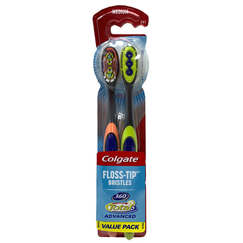 COLGATE 360 T/BRUSH 2PK-MED/ASST NI