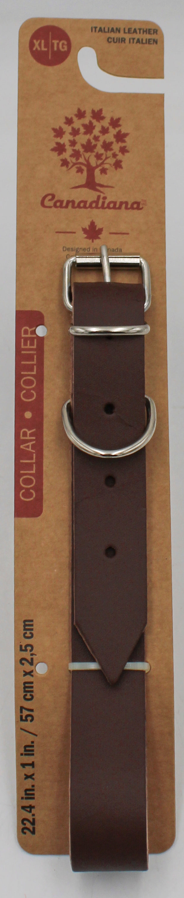COLLAR ITALIAN LEATHER BROWN XL 17" X 20.5"