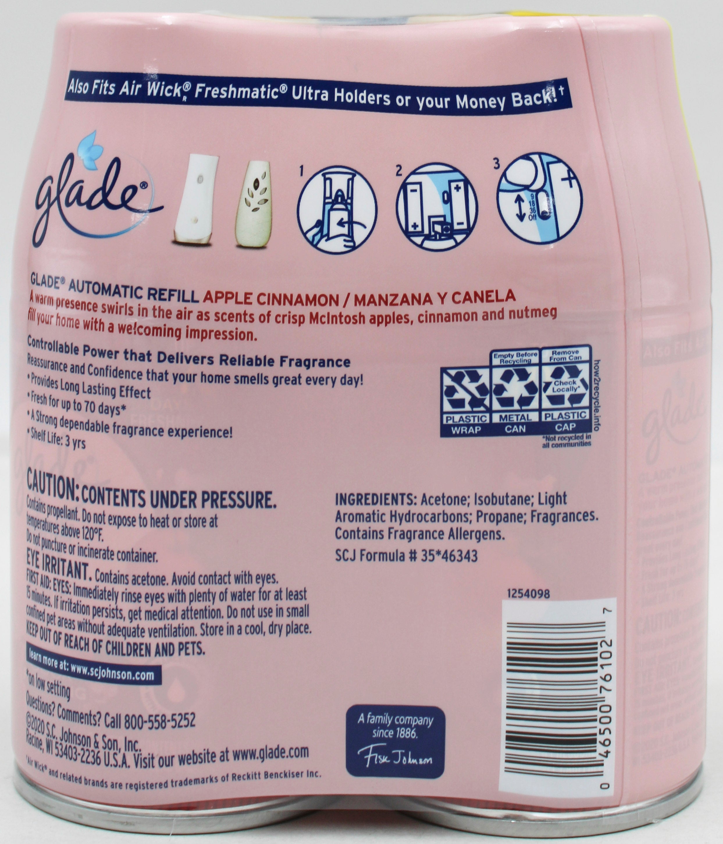 Glade Automatic Spray 2 Refills 6.2oz Apple Cinnamon Wholesale