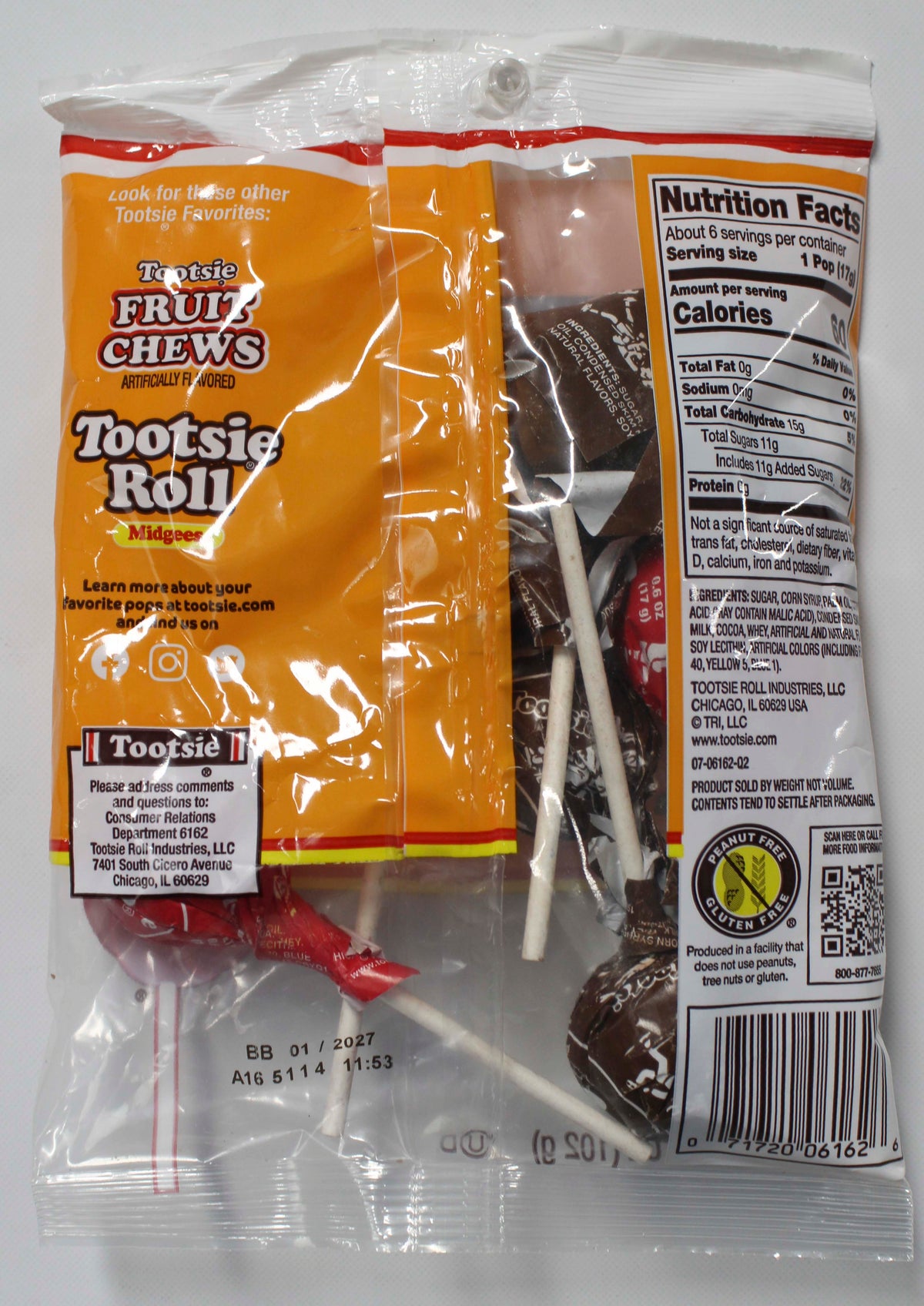 TOOTSIE POPS PEG BAG 3.6 Oz BB 1/11/27