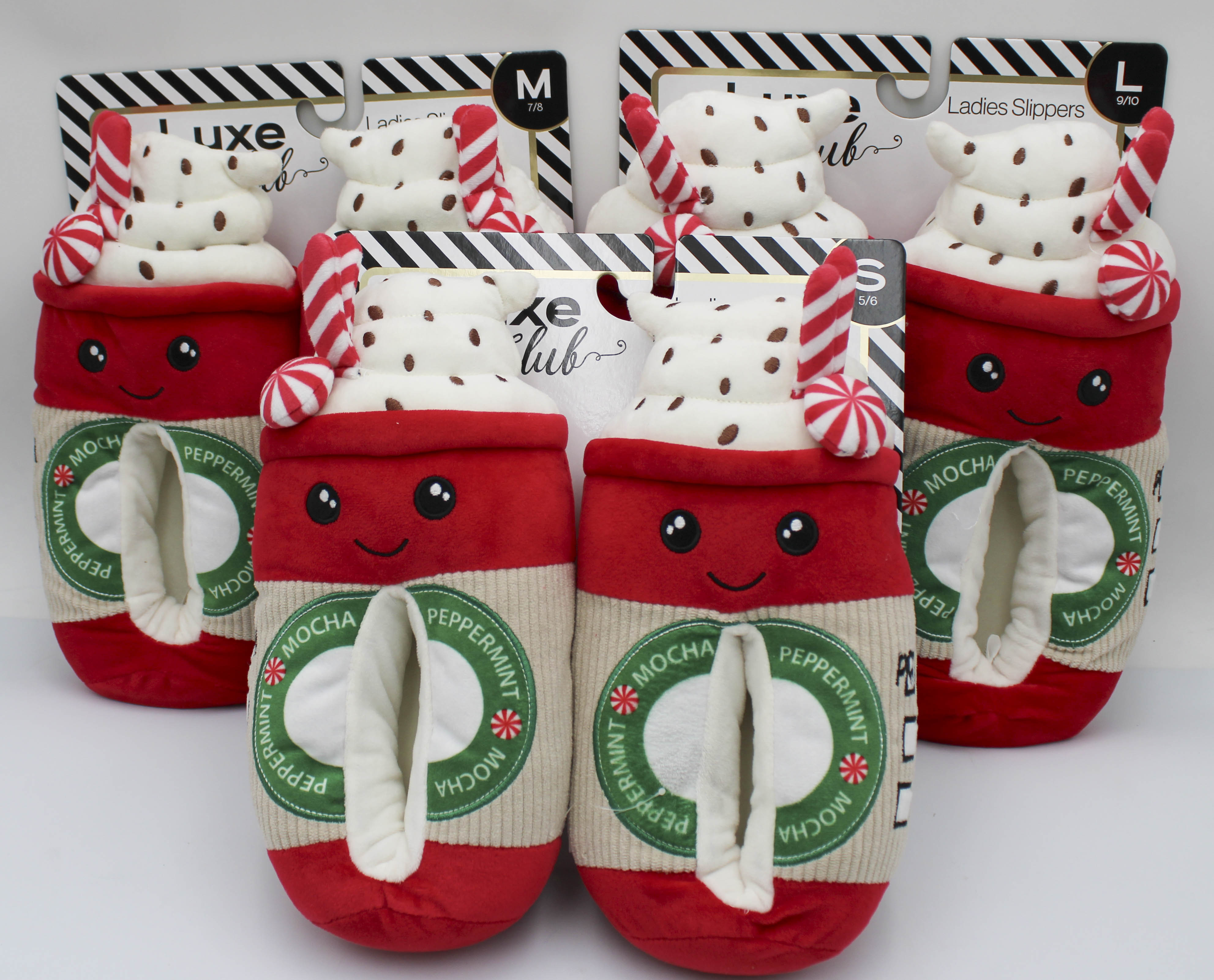 PEPPERMINT MOCHA SLIPPERS- ASST SIZES S-L 1-4-3