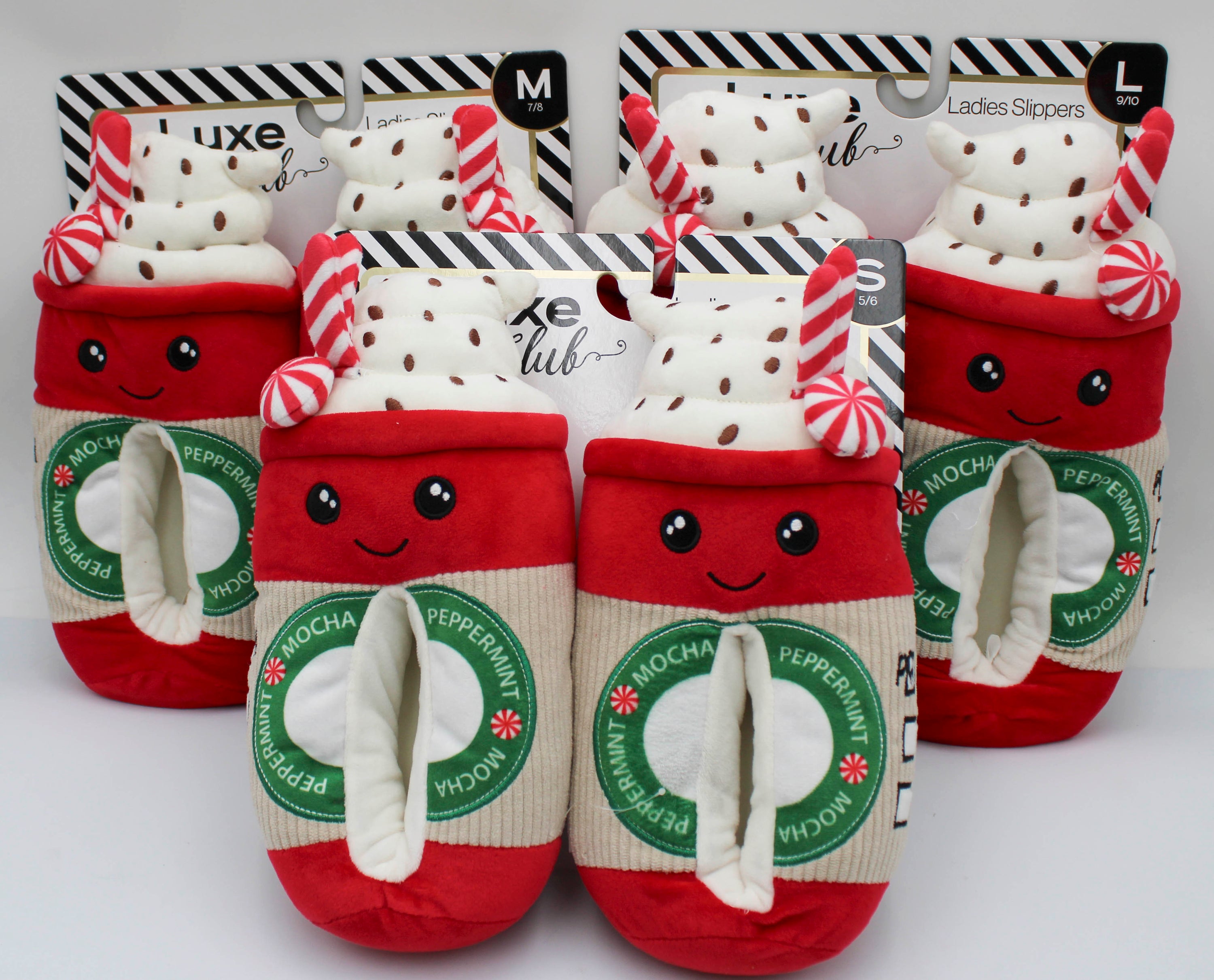 PEPPERMINT MOCHA SLIPPERS- ASST SIZES S-L 1-4-3