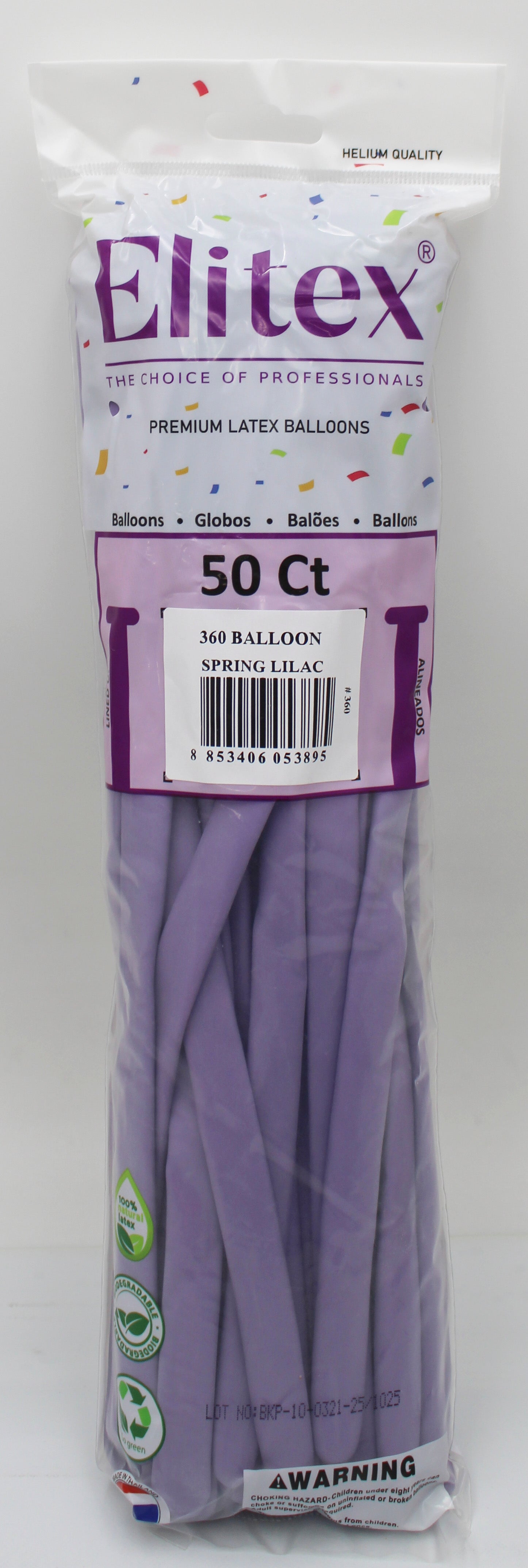 ELITEX 360" PASTEL SPRING LILAC MODELLING BALLOON, 50 PACK