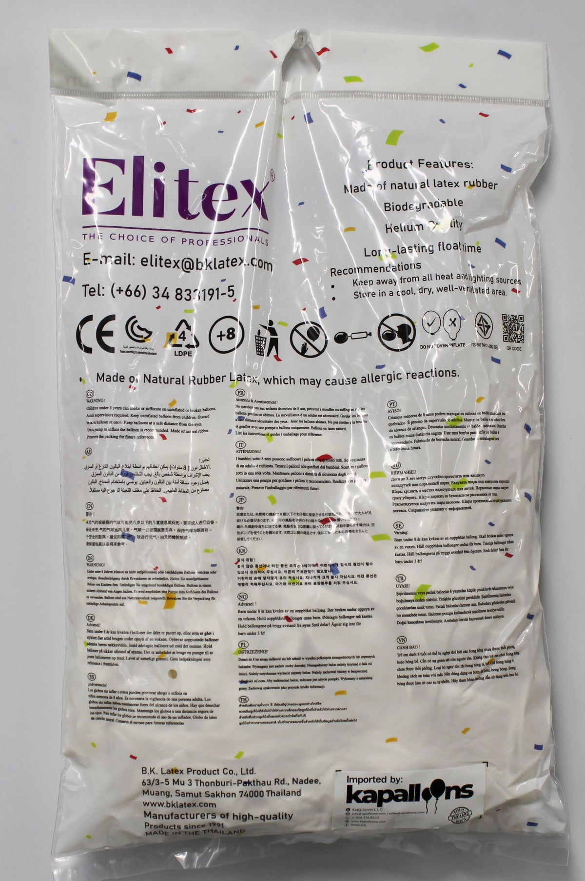 ELITEX 6" WHITE LINK BALLOON, 100 PACK