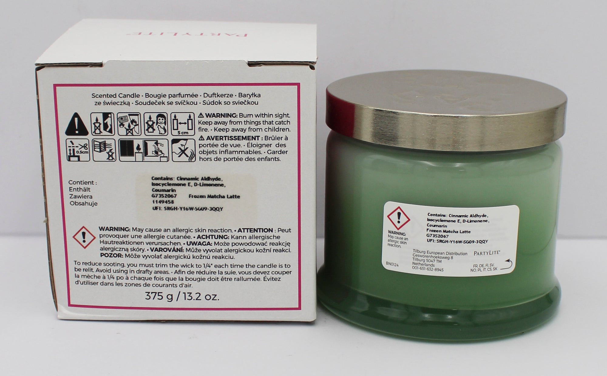 PARTYLITE FROZEN MATCHA LATTE 3-WICK JAR CANDLE 13.2oz